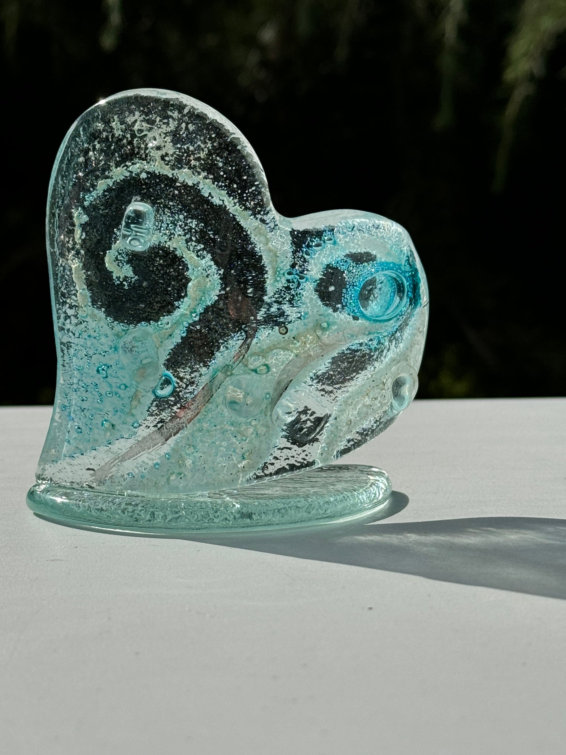 Crystal Aqua Heart Shaped Tealight Holder