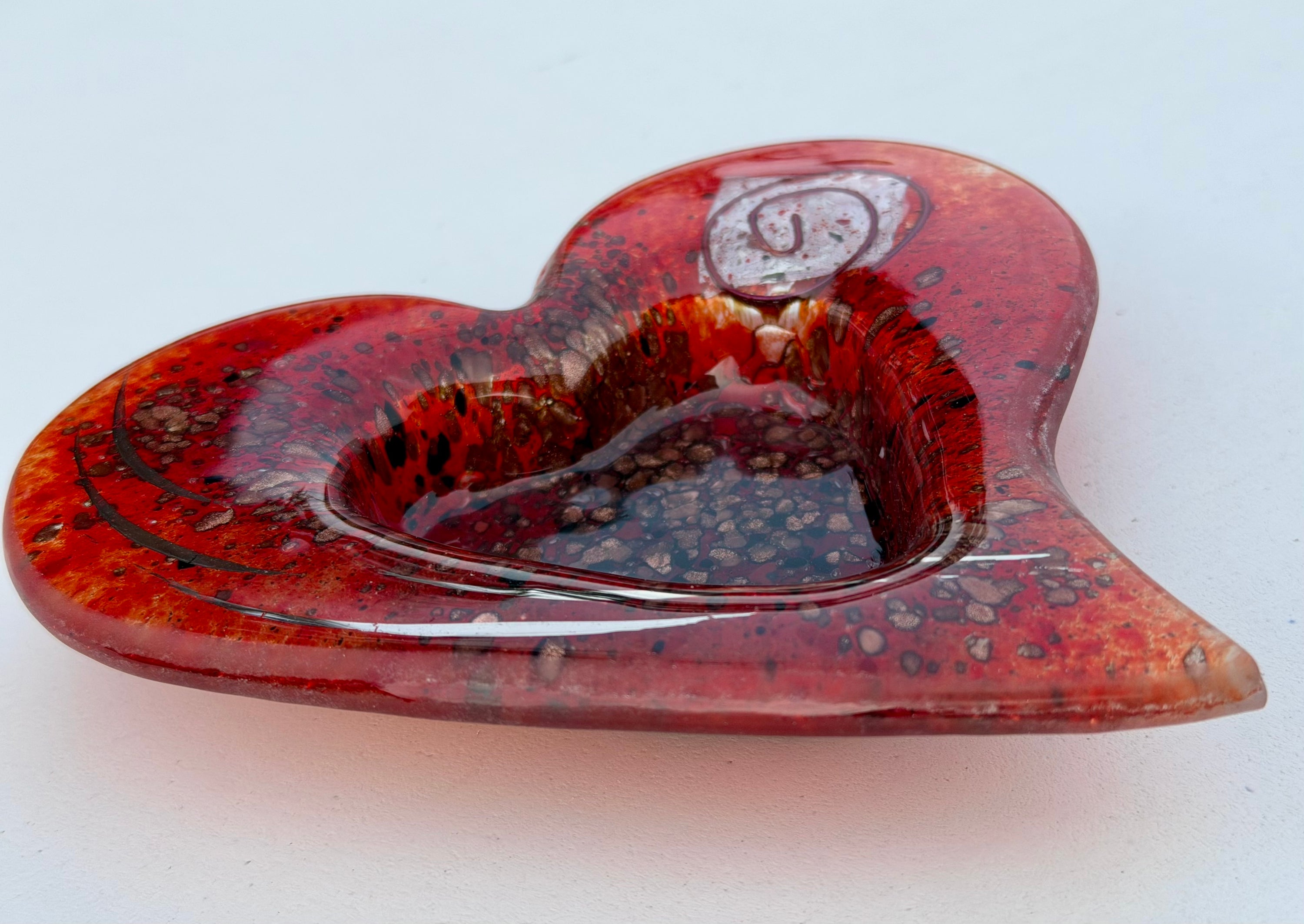 Red & Platinum Heart Tealight Dish