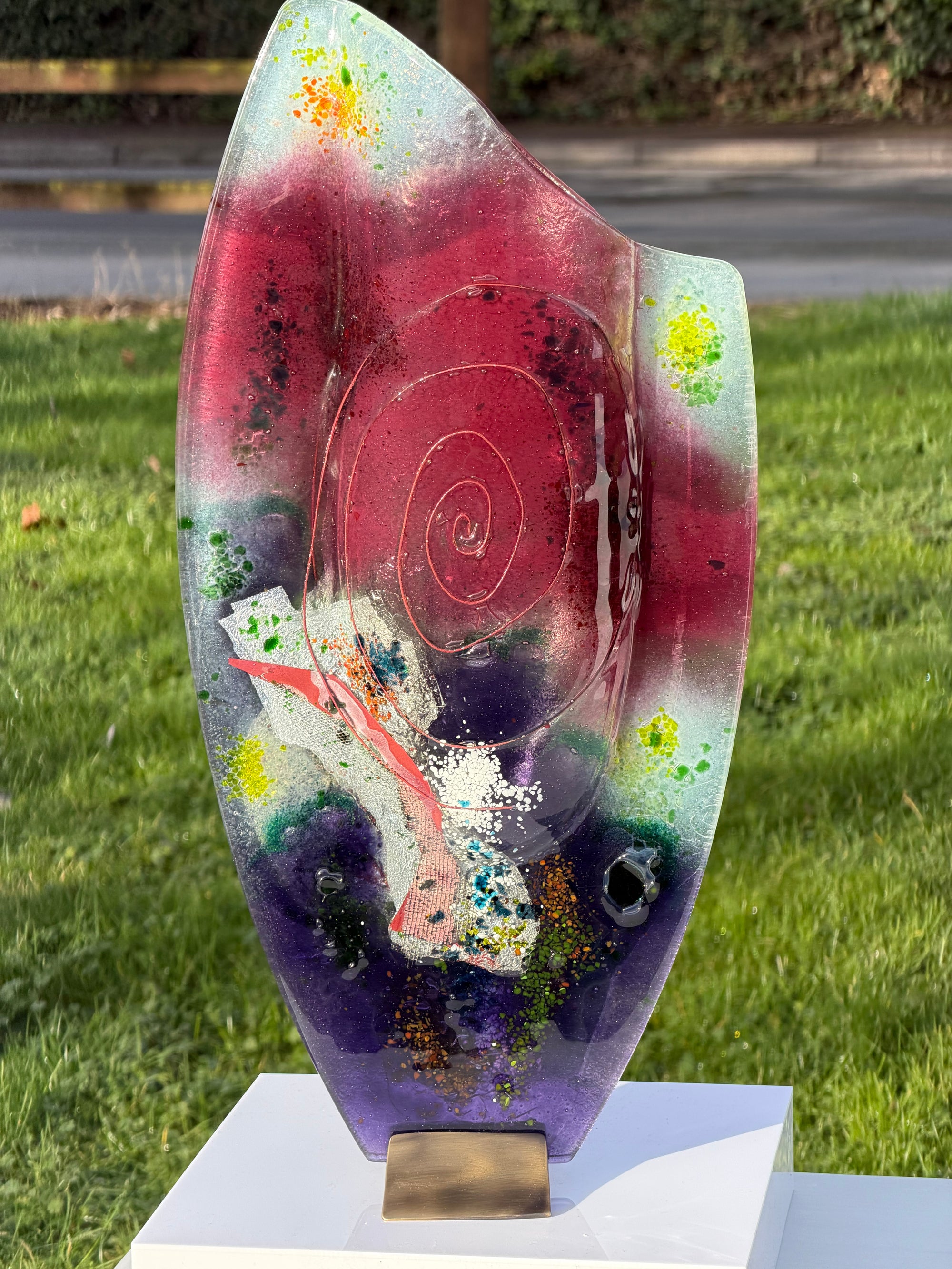 Tricolore Mauve Oval Vase