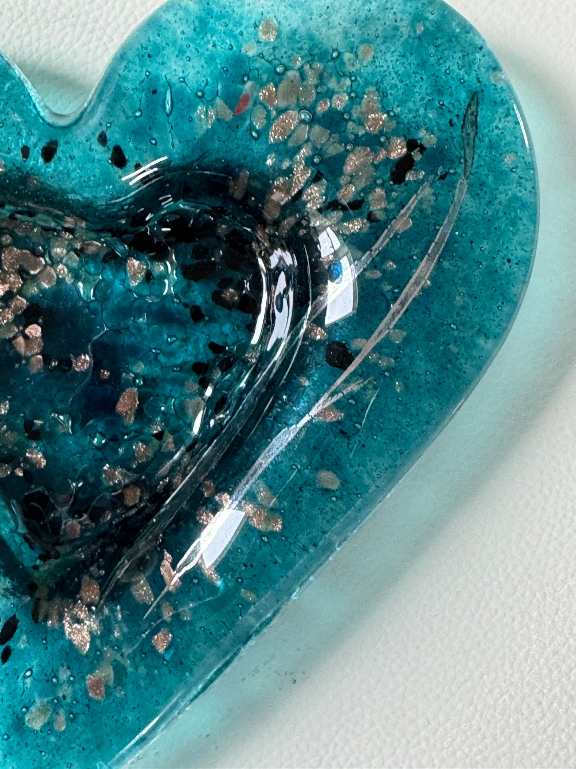 Aqua & Platinum Heart Tealight Dish