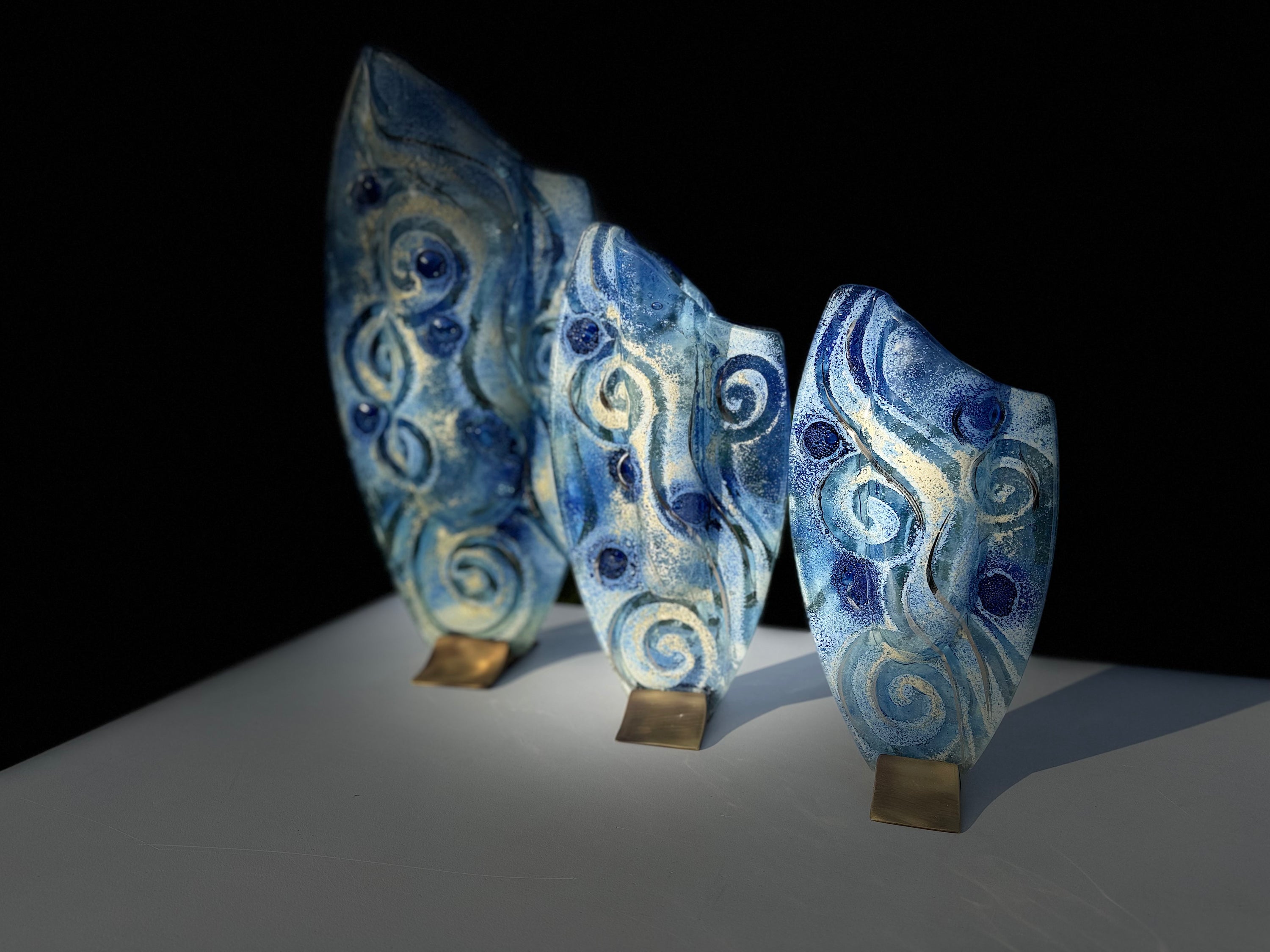 Crystal Blue Oval Vase