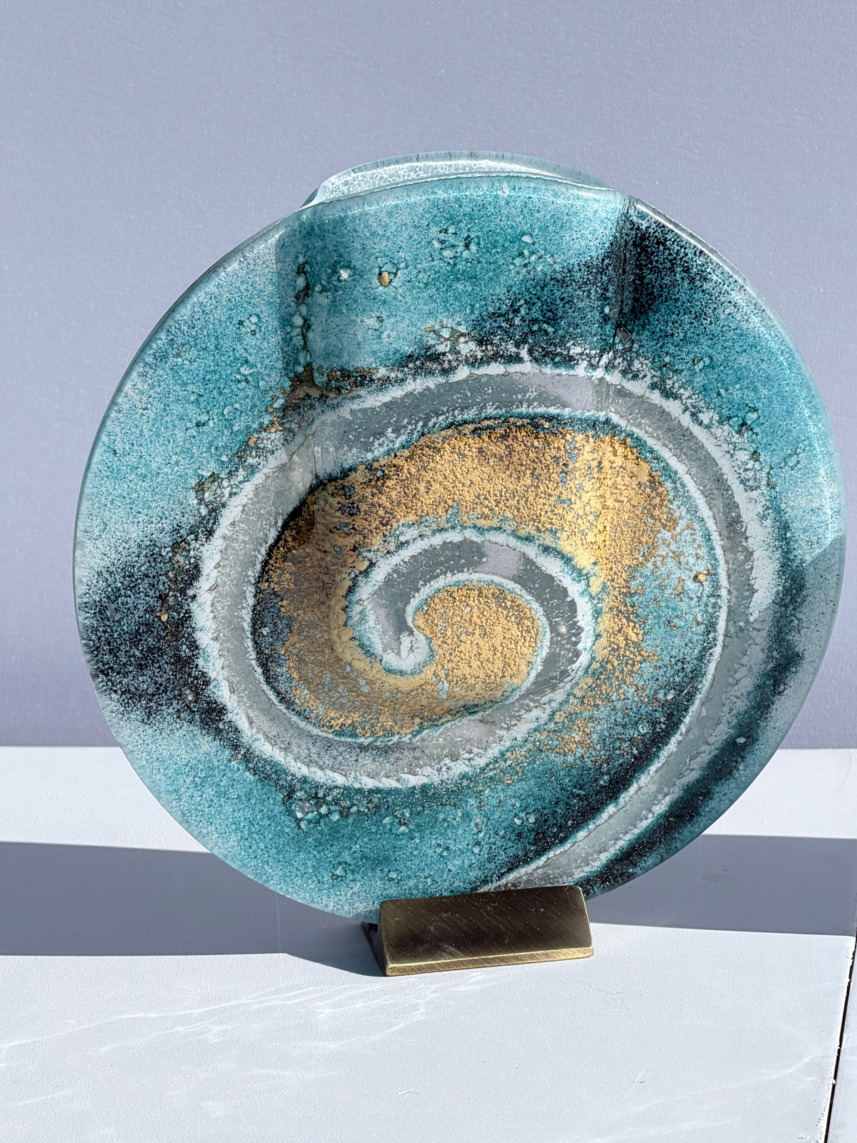Blue & Gold Round Mini Vase