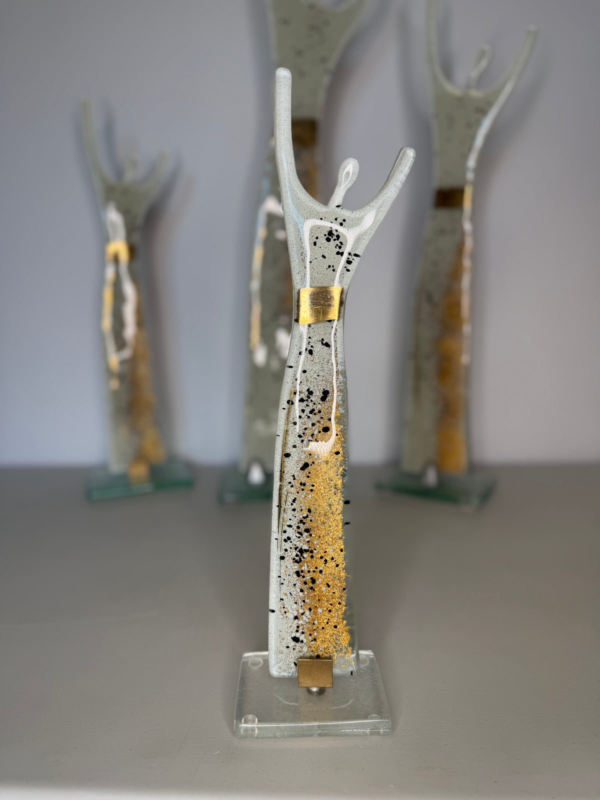 Fused Glass Statue - Golden Frost