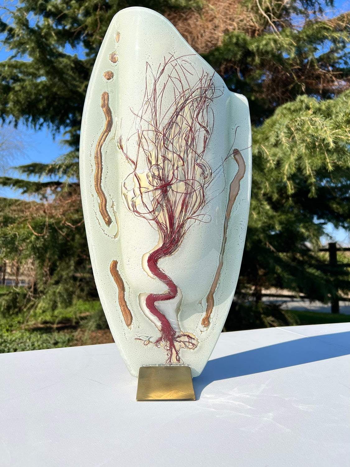 Iced White - (Autumn Tree) Oval Vase