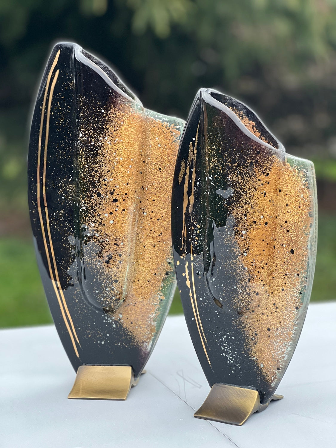 Black & Gold Oval Vase