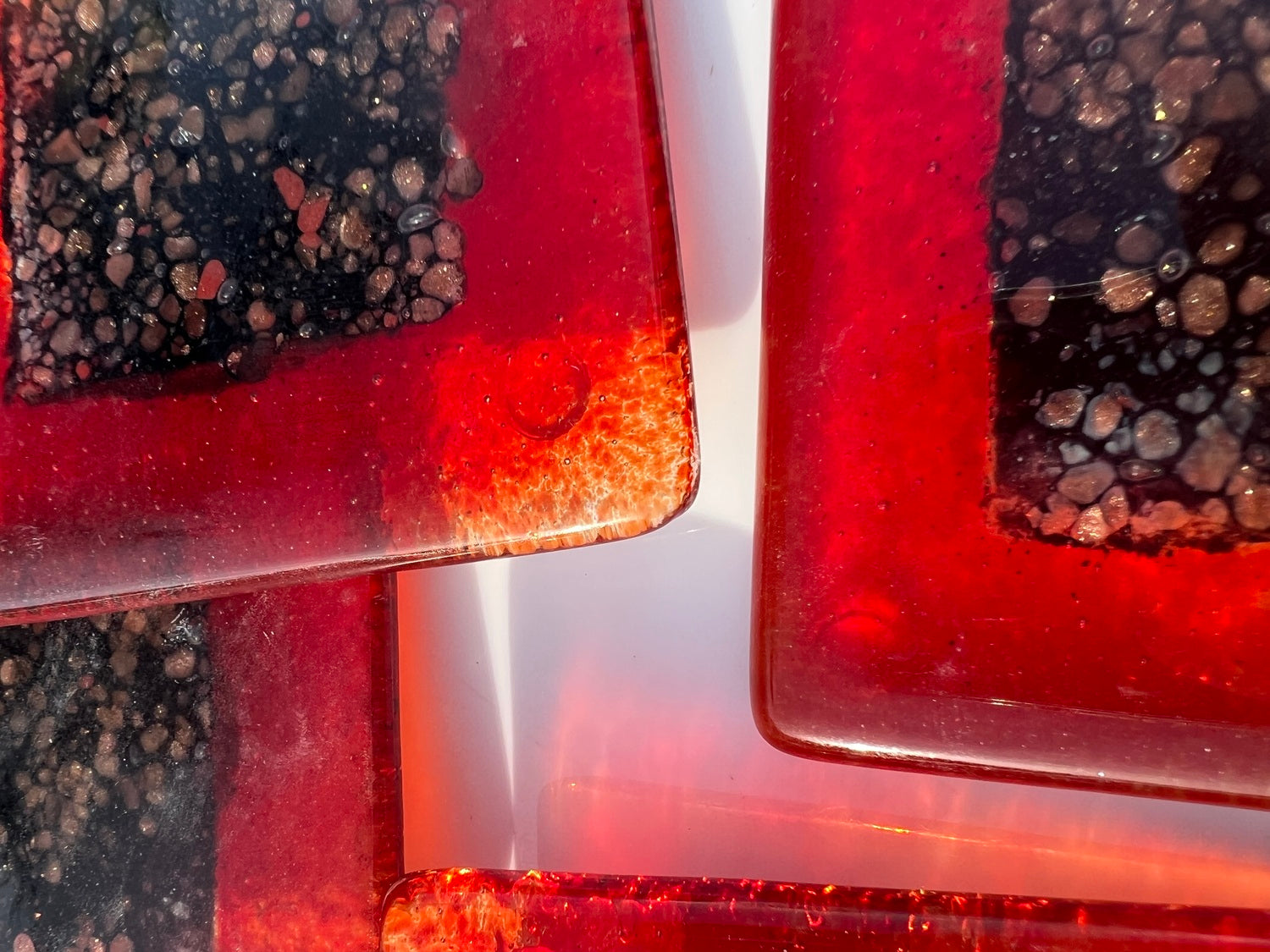 Fedra Red Glass Coasters (Square)