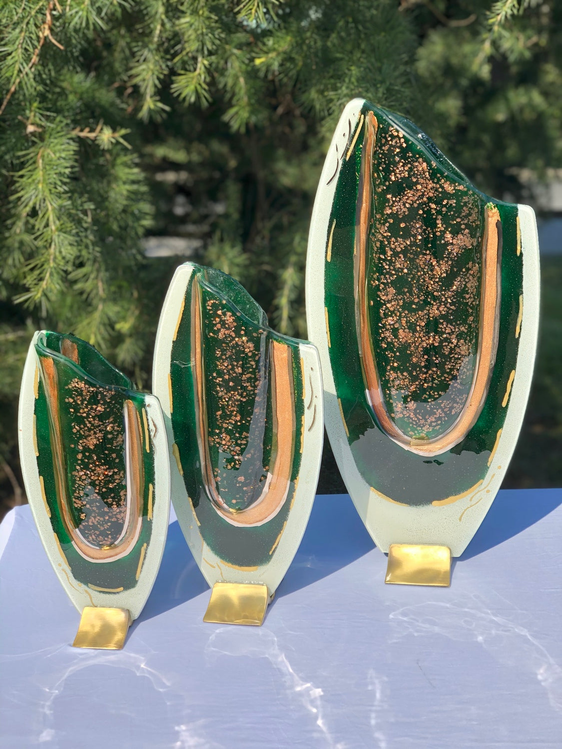 Thira Green Oval Vase