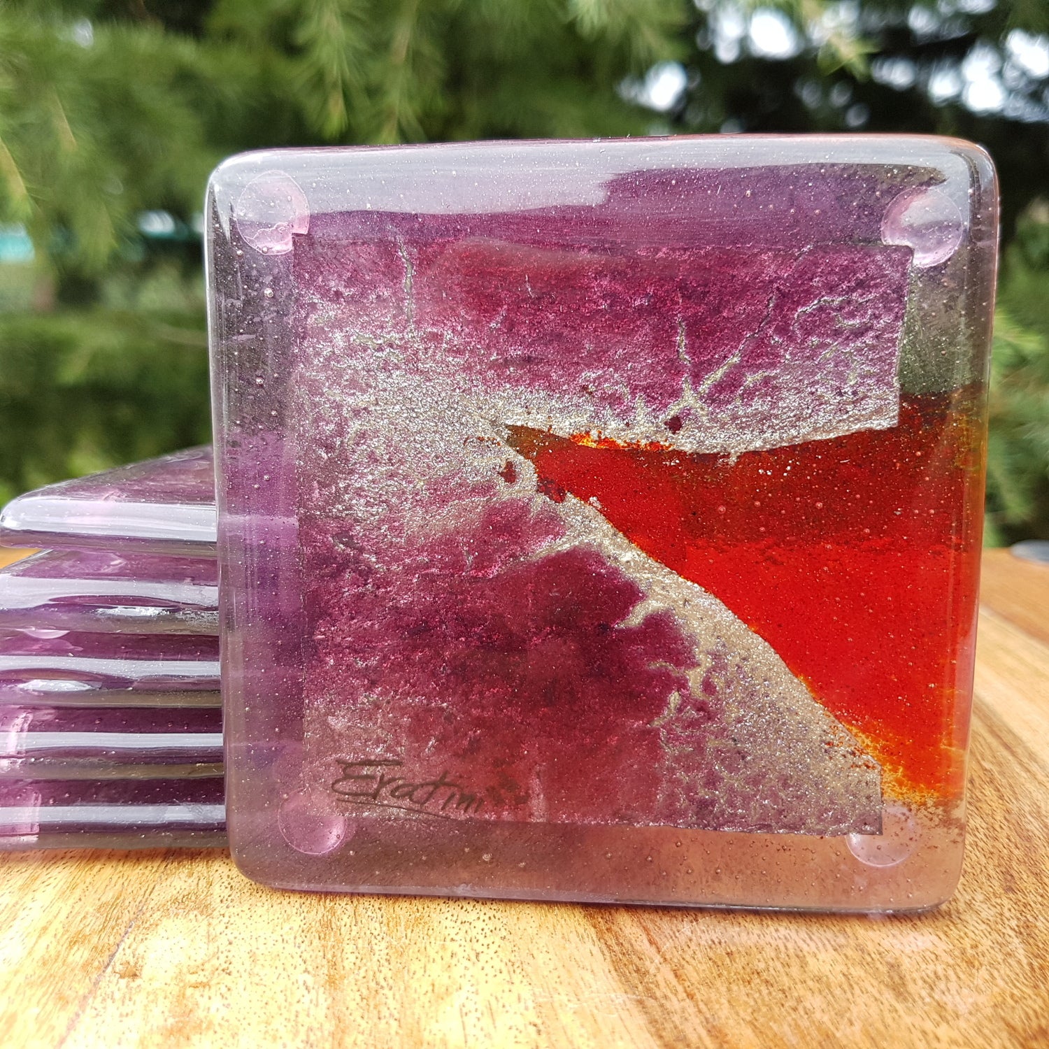 Red/Purple/Platinum Coaster (Square)