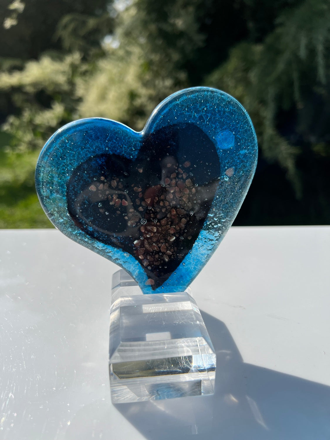 Fedra Blue Glass Coasters (Heart)