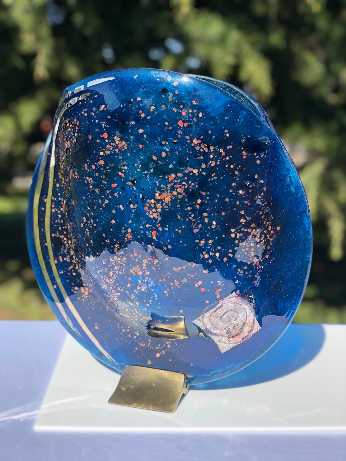 Blue & Platinum Round Vase