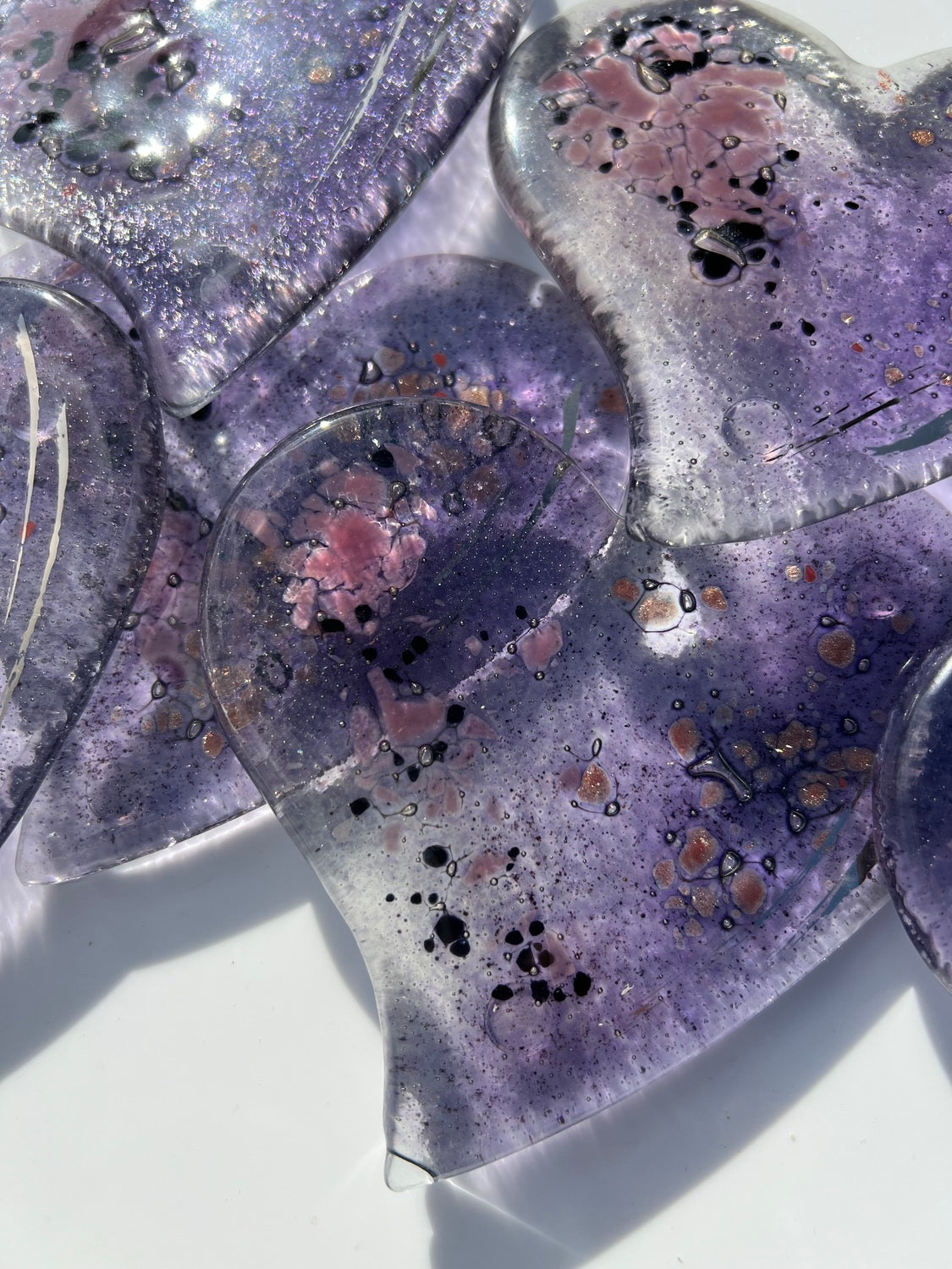 Mauve & Platinum Heart Coaster