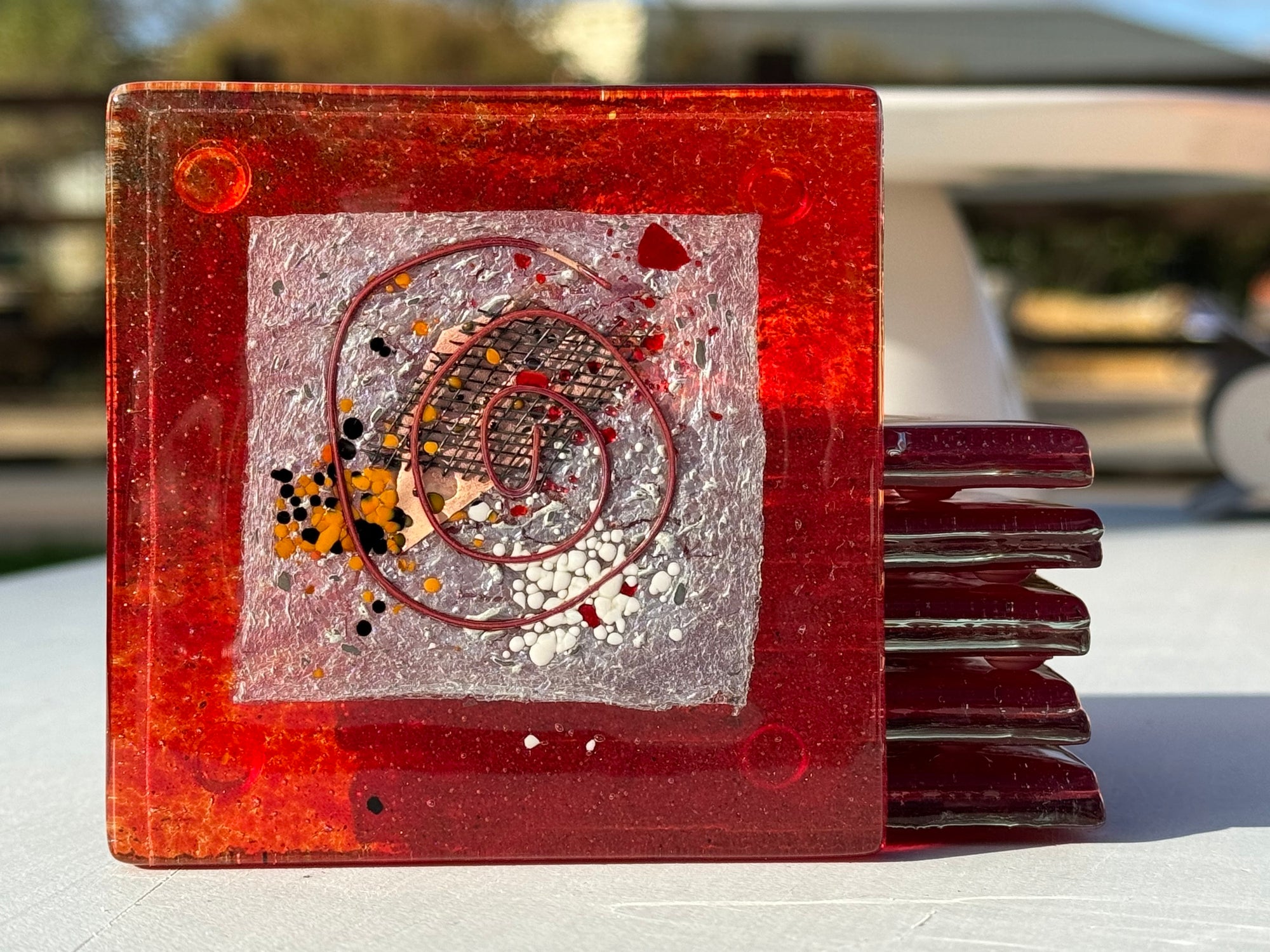 Opera Red Square Glass Coasters