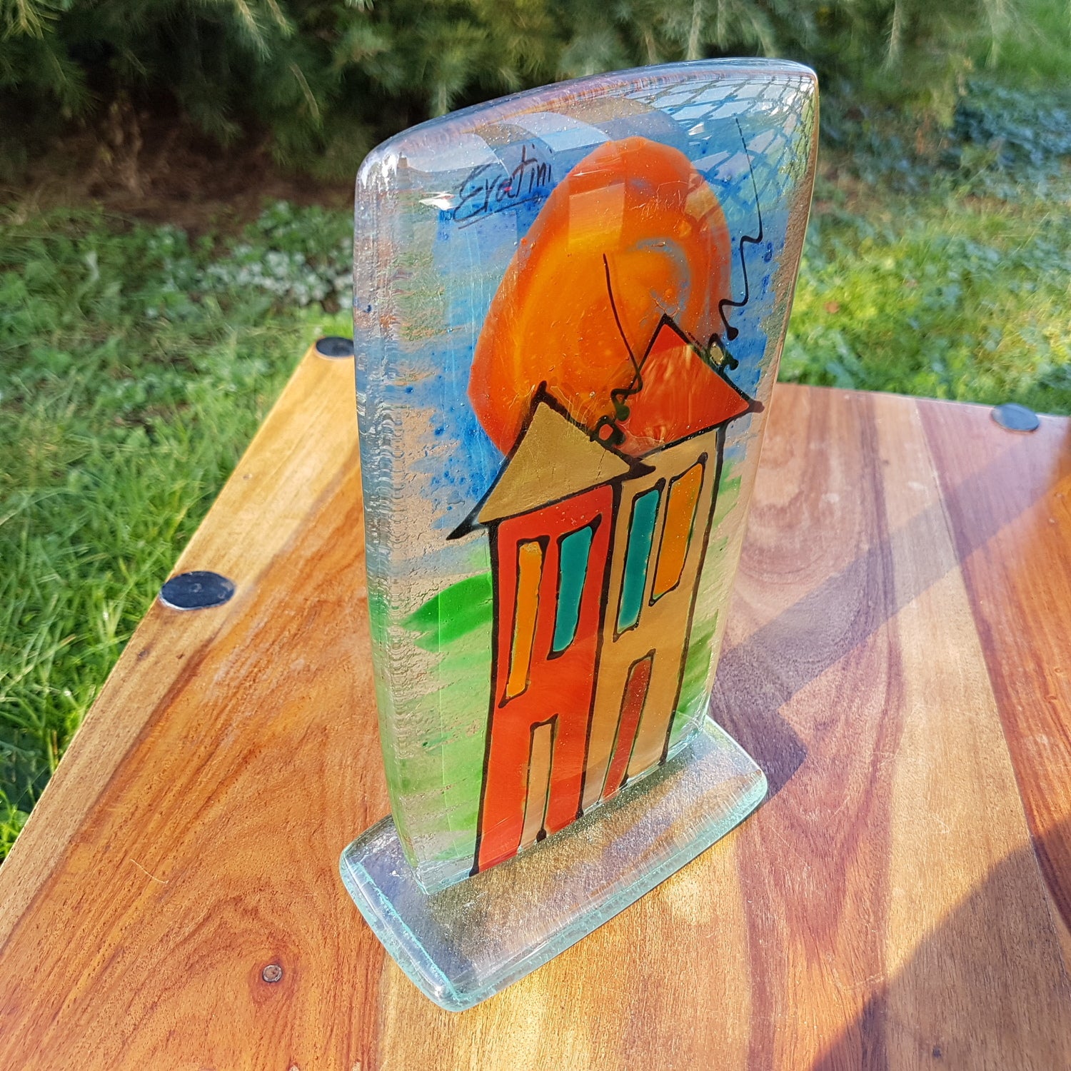 Happy Home Green & Blue (13cm x 22cm)
