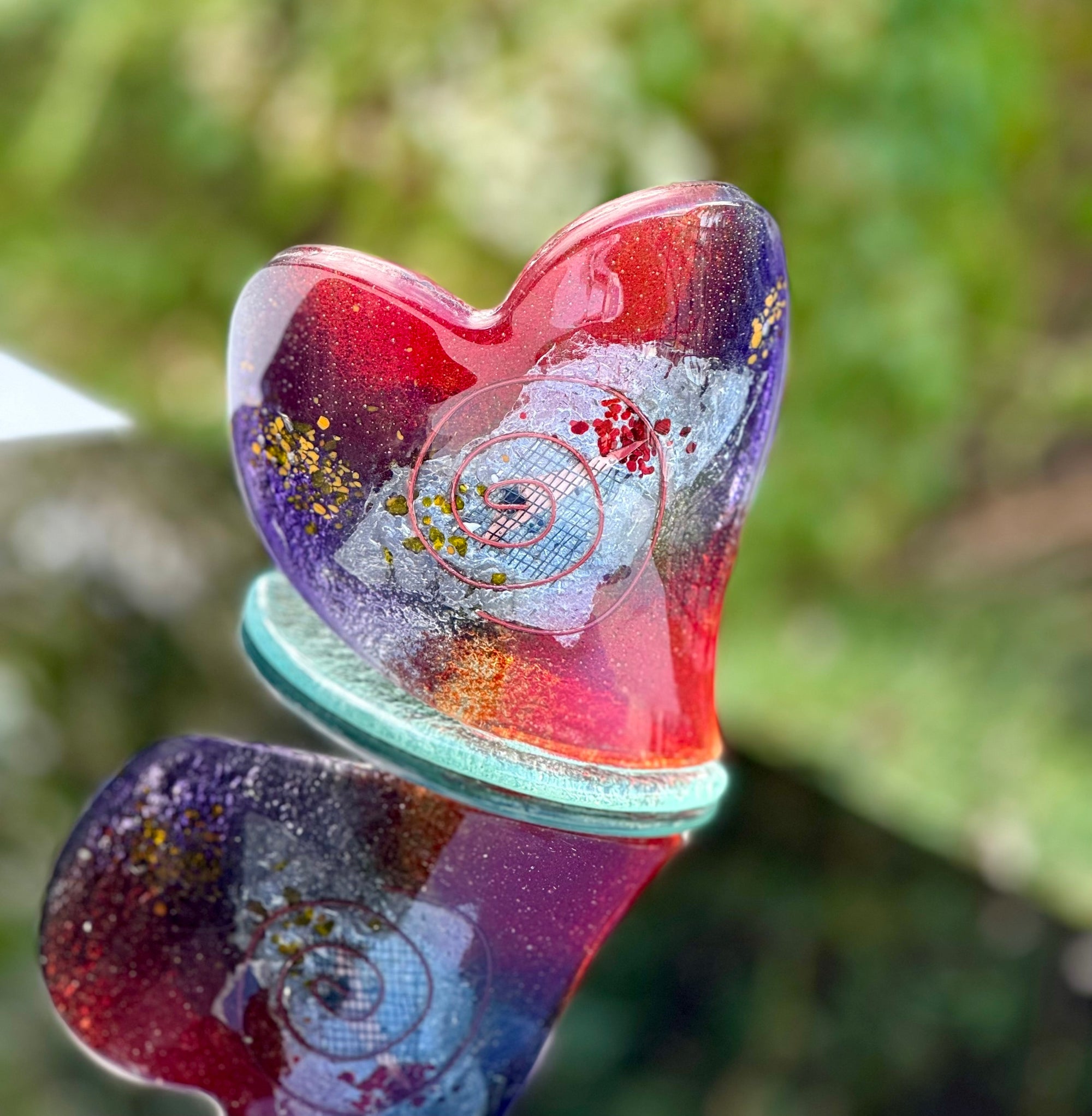 Opera Purple & Red Heart Shaped Tealight Holder