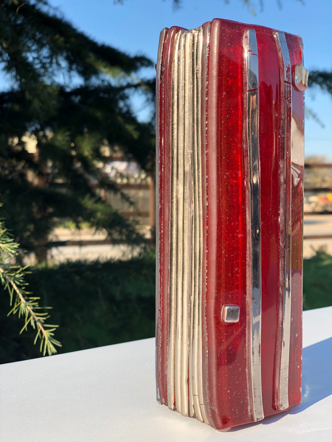 Red & Platinum Tower Vase