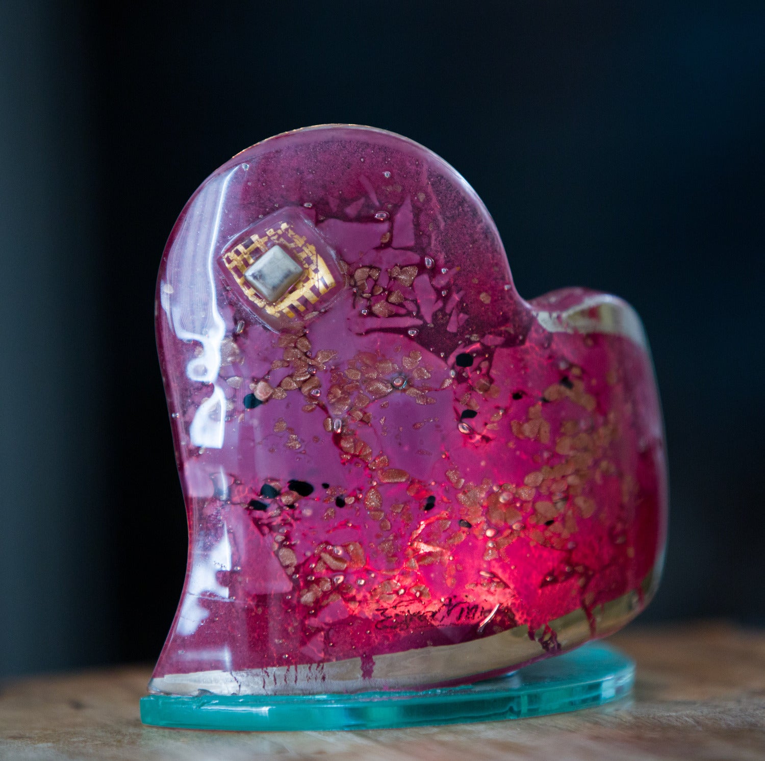Rose & Platinum Heart Shaped Tealight Holder