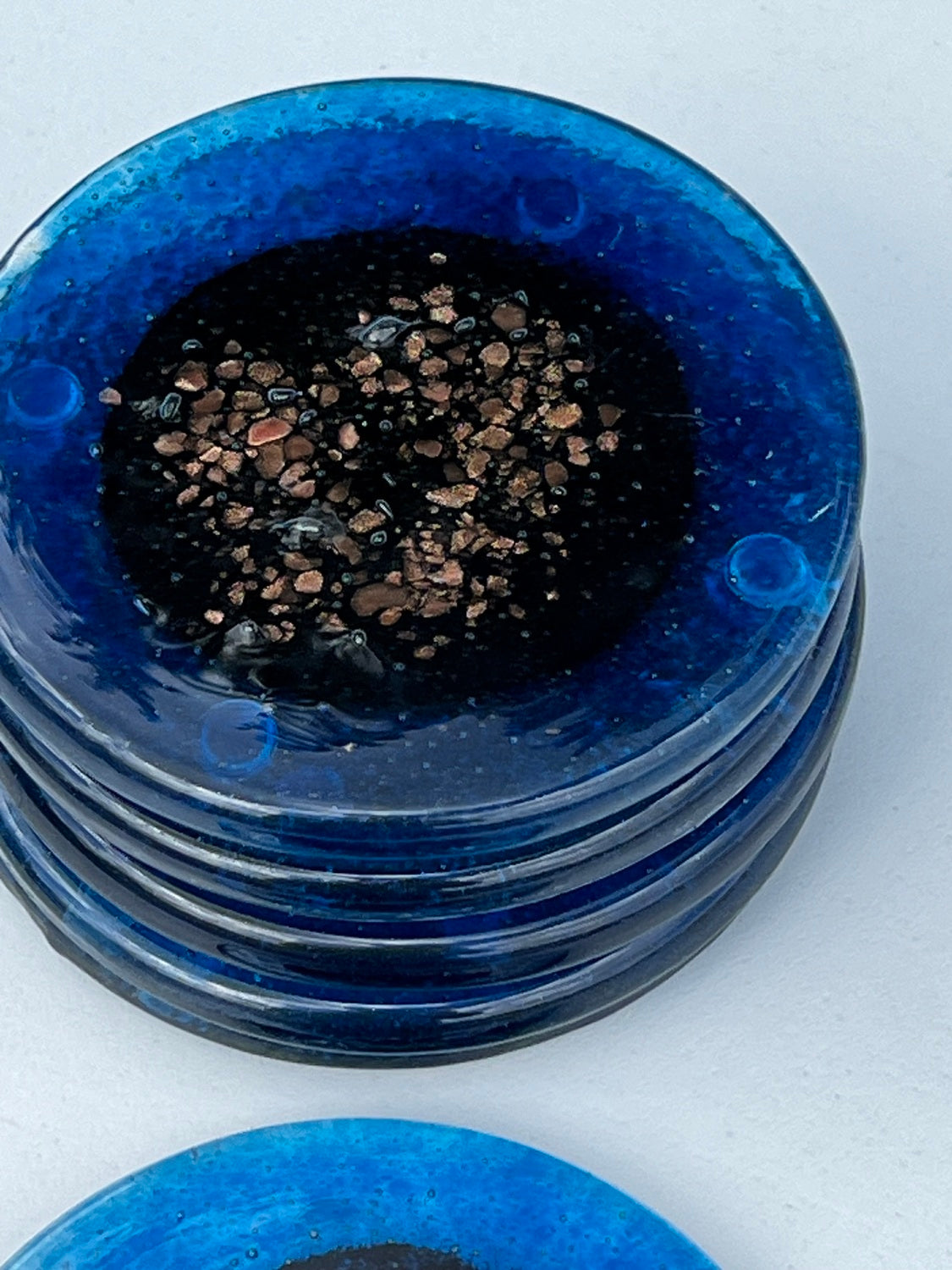 Fedra Blue Glass Coasters (Round)