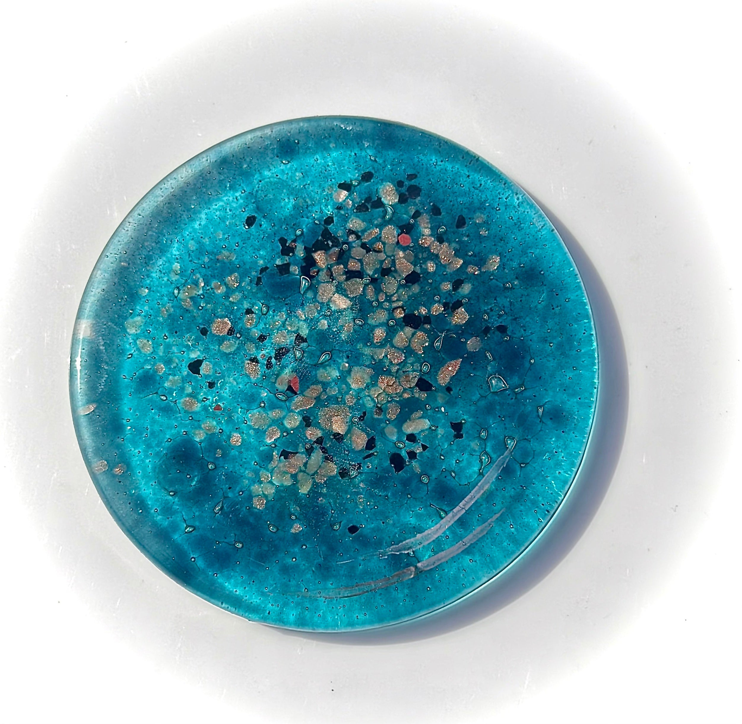 Aqua & Platinum Round Glass Coasters