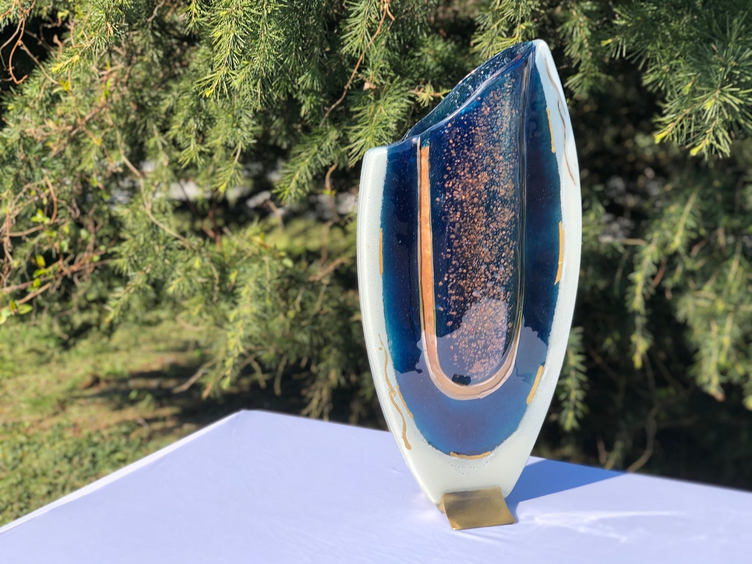 Thira Blue Oval Vase