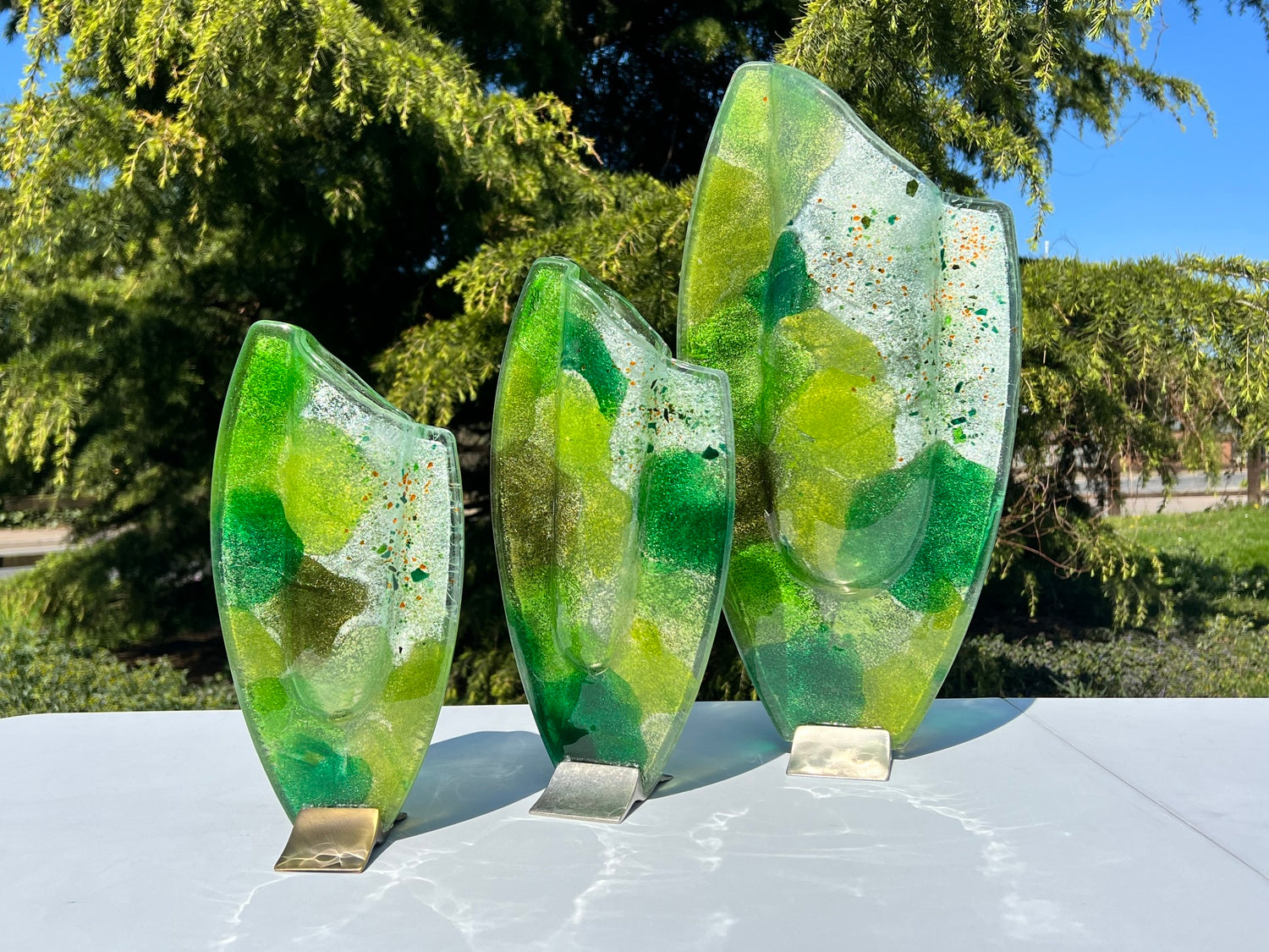 All Green Oval Vase