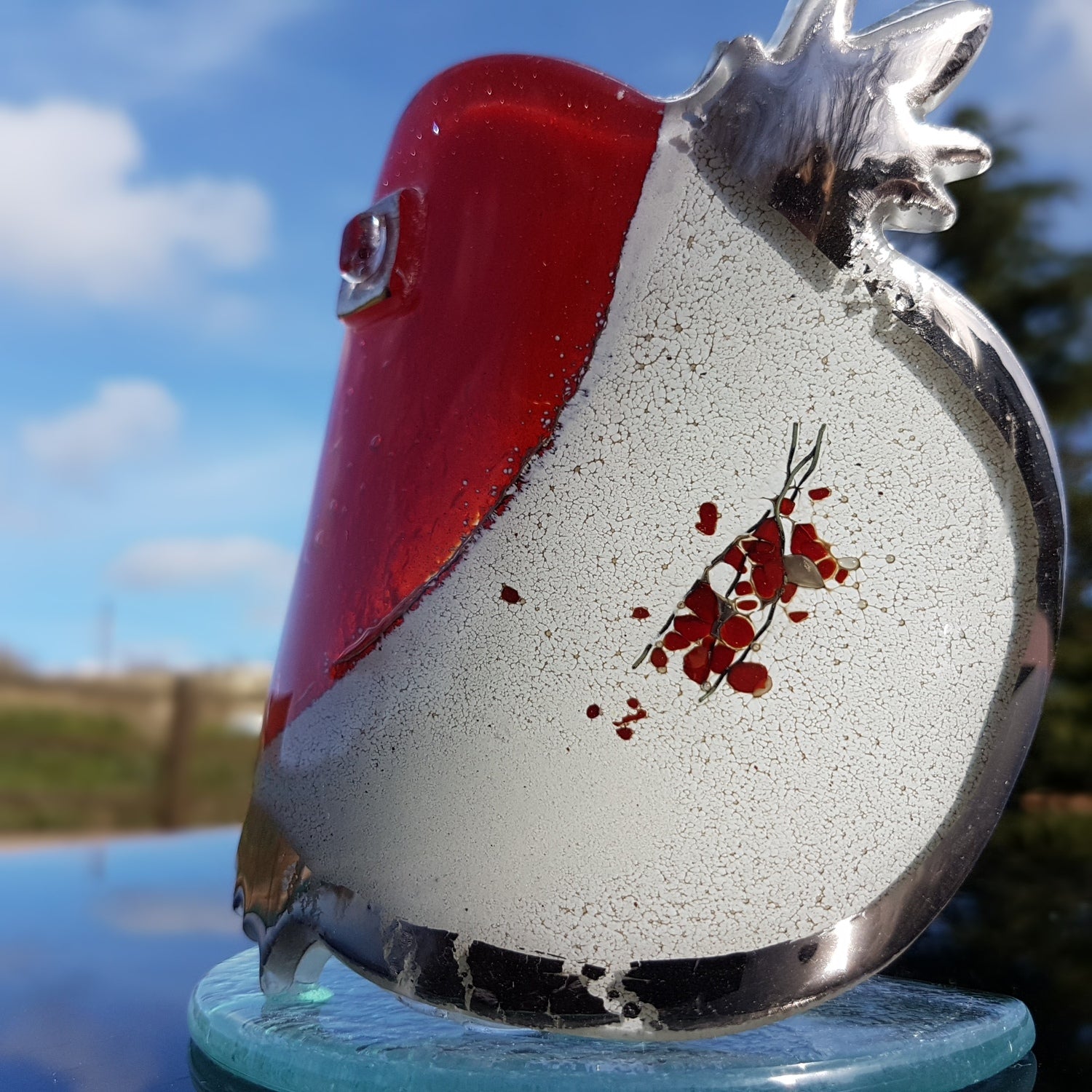 Red, White & Platinum - Pomegranate Shaped T Light Holder