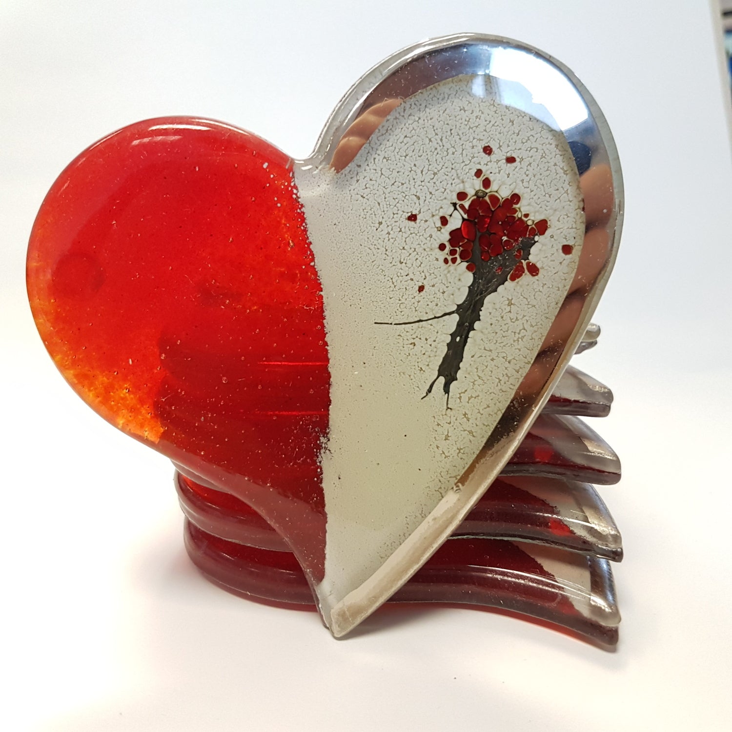 Red, White & Platinum Heart Coaster