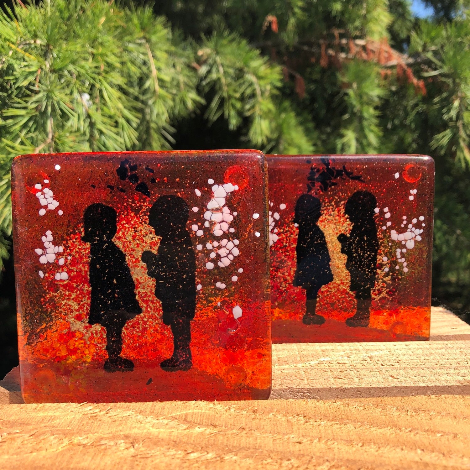 Little People - Orange Coasters (Square)