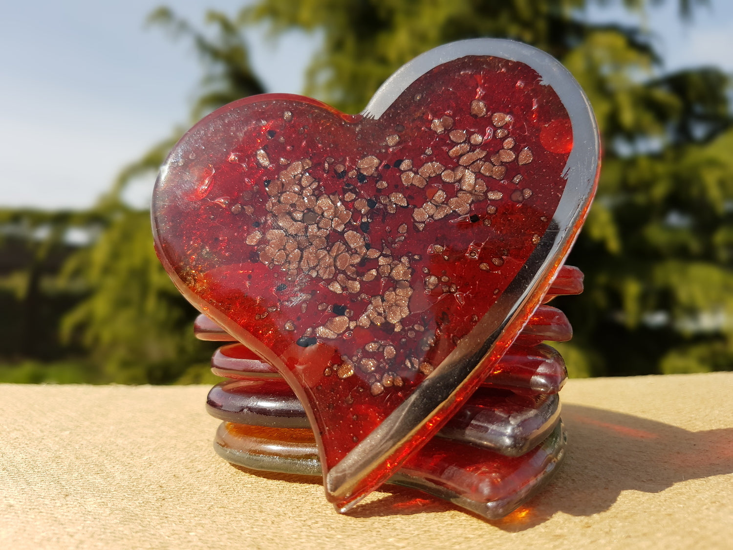 Red / Platinum Heart Coaster
