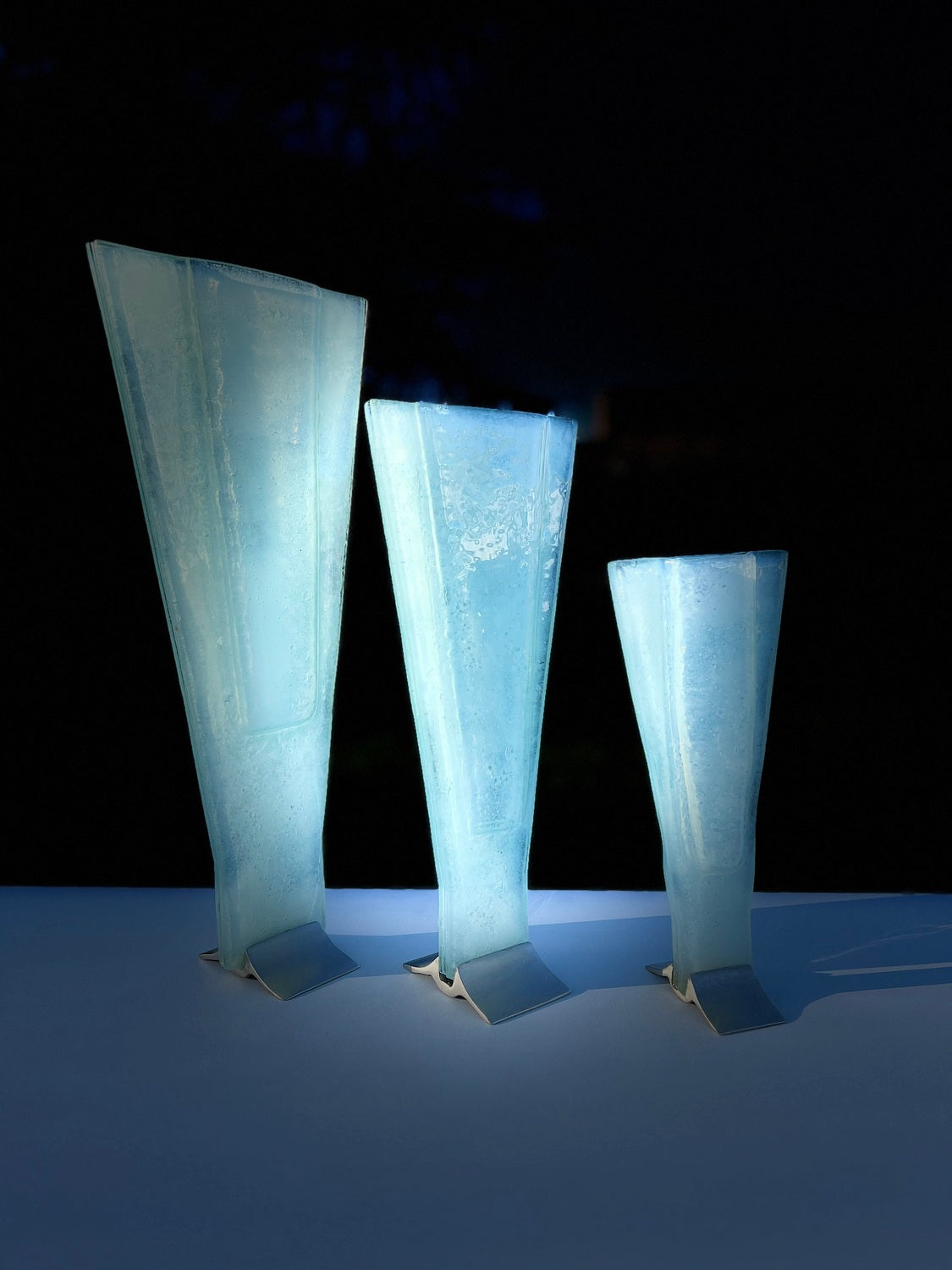 Frosted (Art Deco Shaped) Triangle Vase.