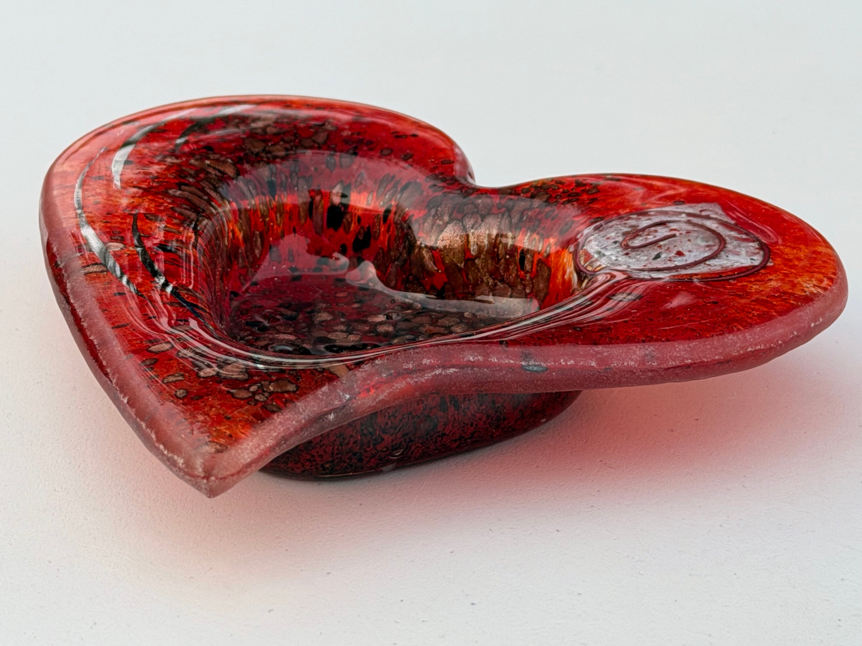 Red & Platinum Heart Tealight Dish