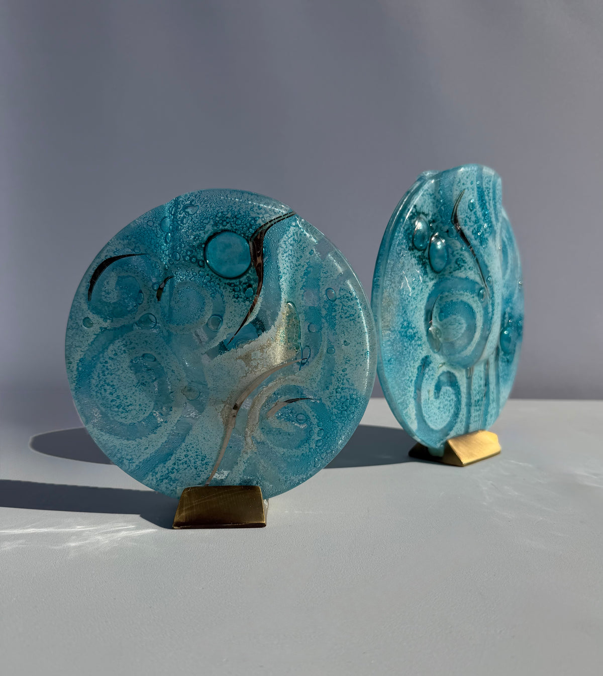 Crystal Aqua Round Mini Vase