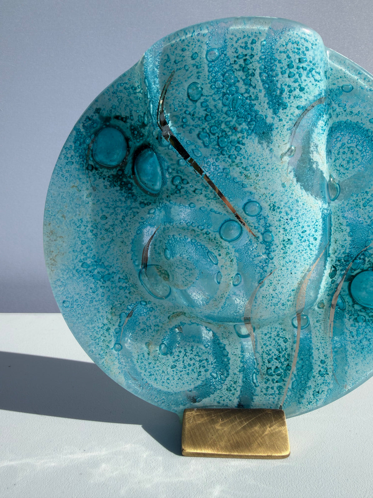 Crystal Aqua Round Mini Vase