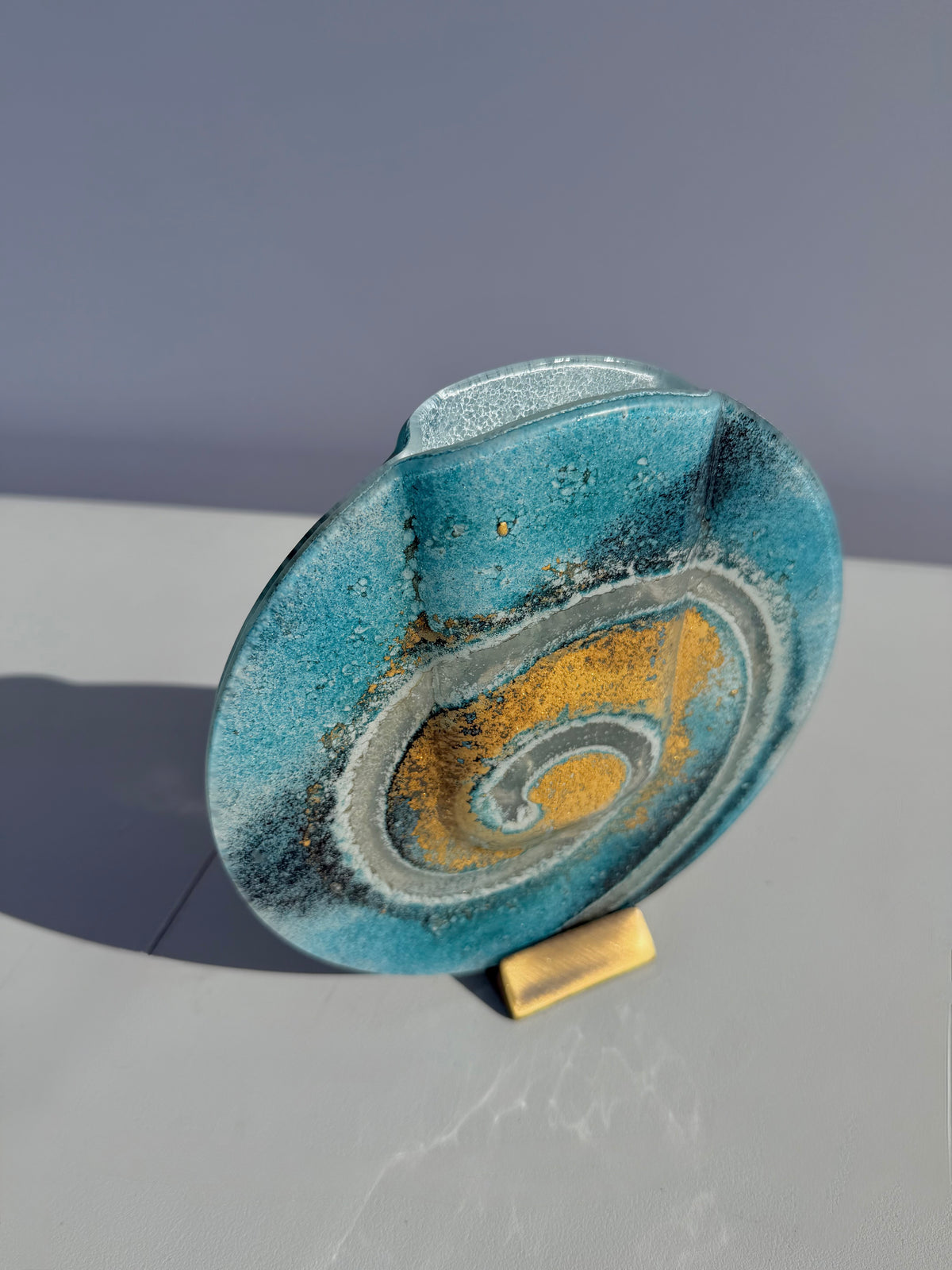 Blue & Gold Round Mini Vase