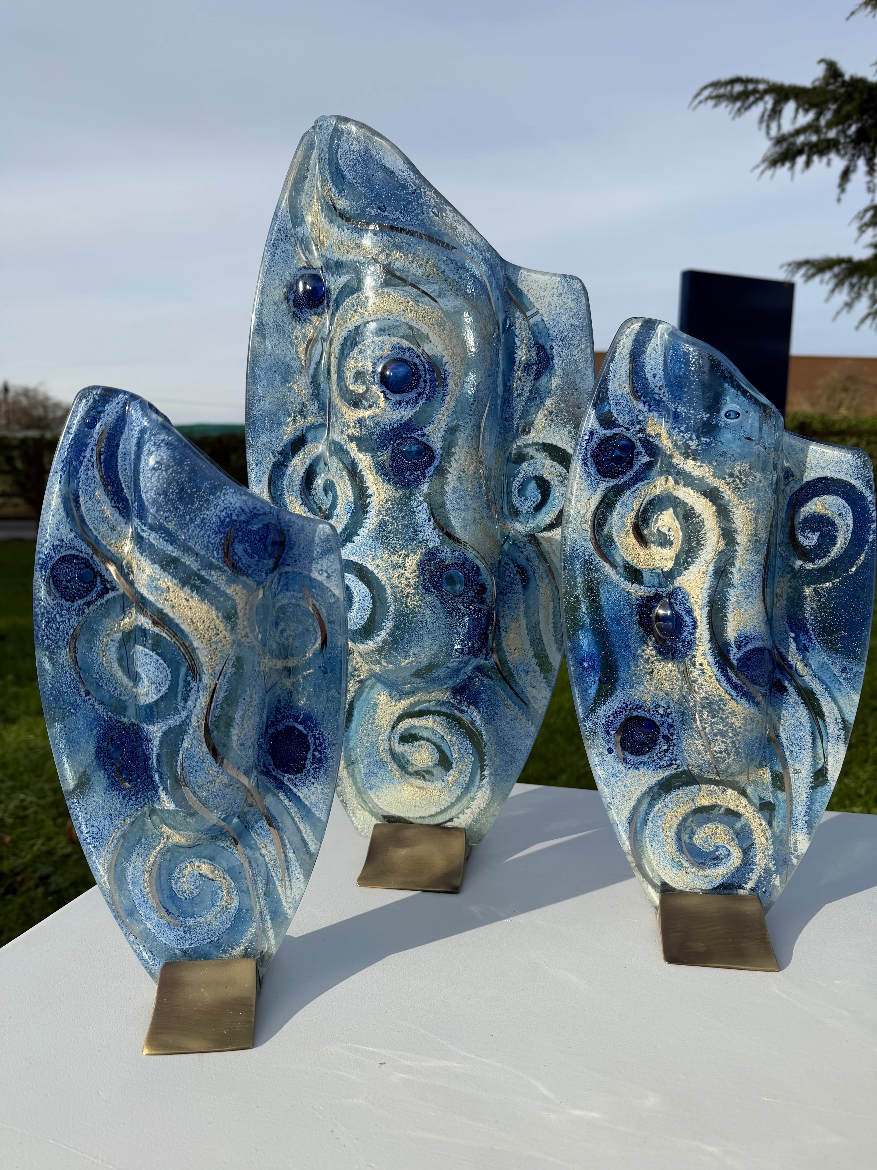 Crystal Blue Oval Vase