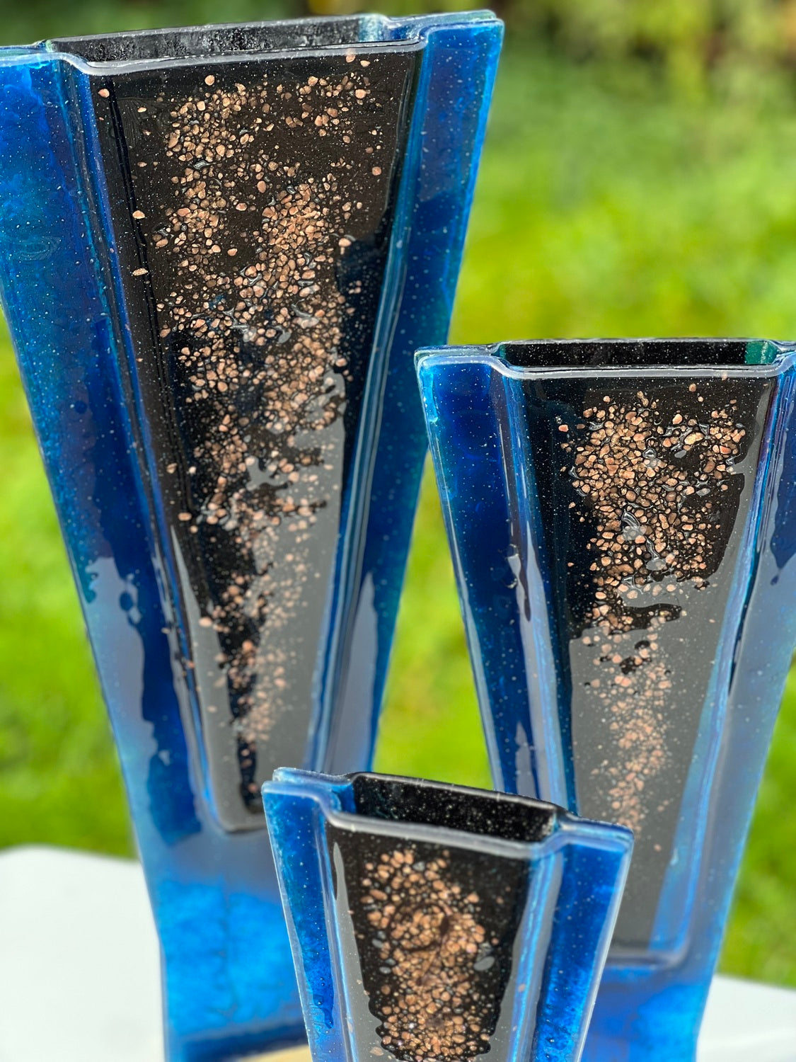 Fedra Blue (Art Deco Shaped) Triangle Vase