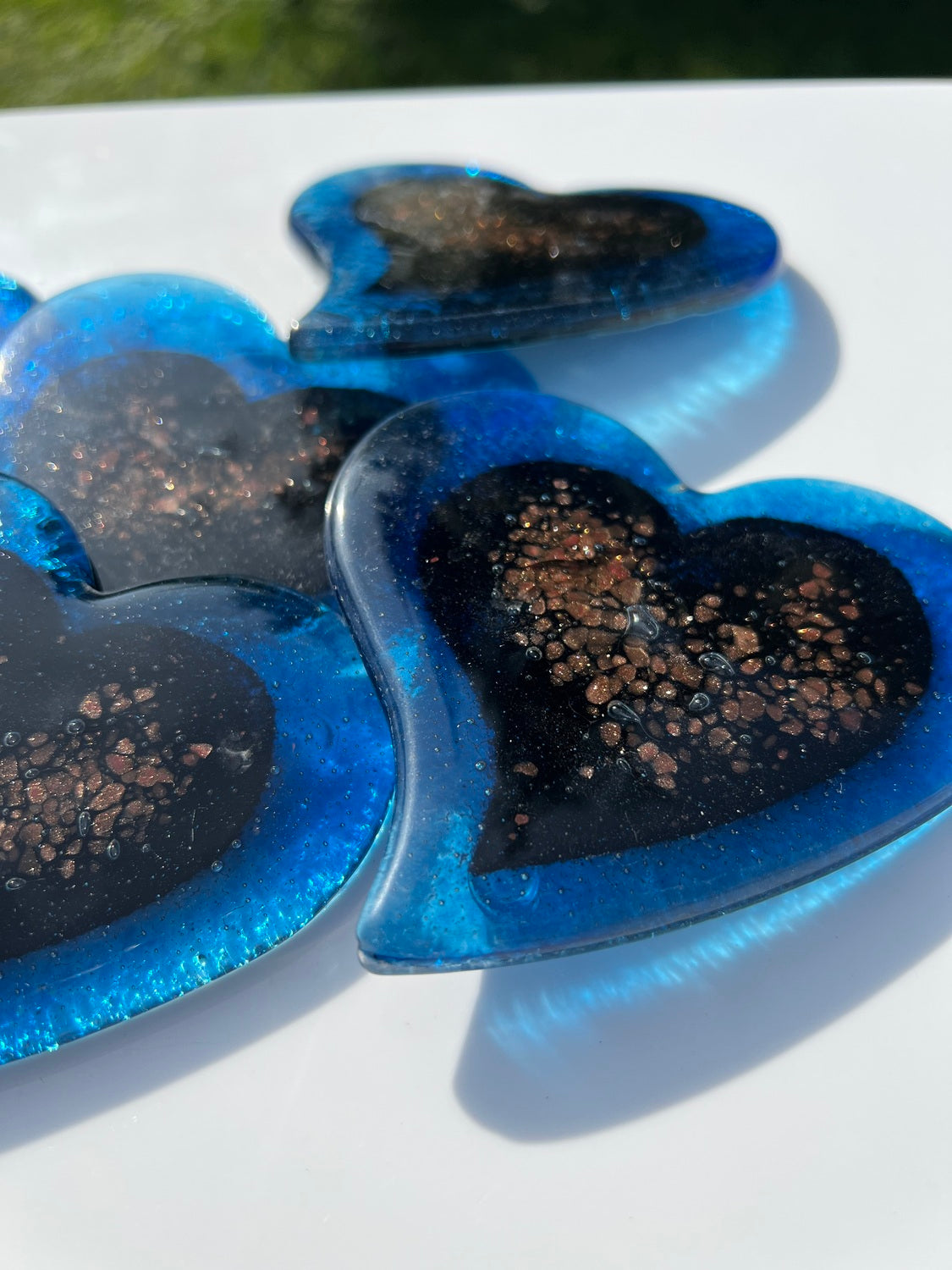 Fedra Blue Glass Coasters (Heart)