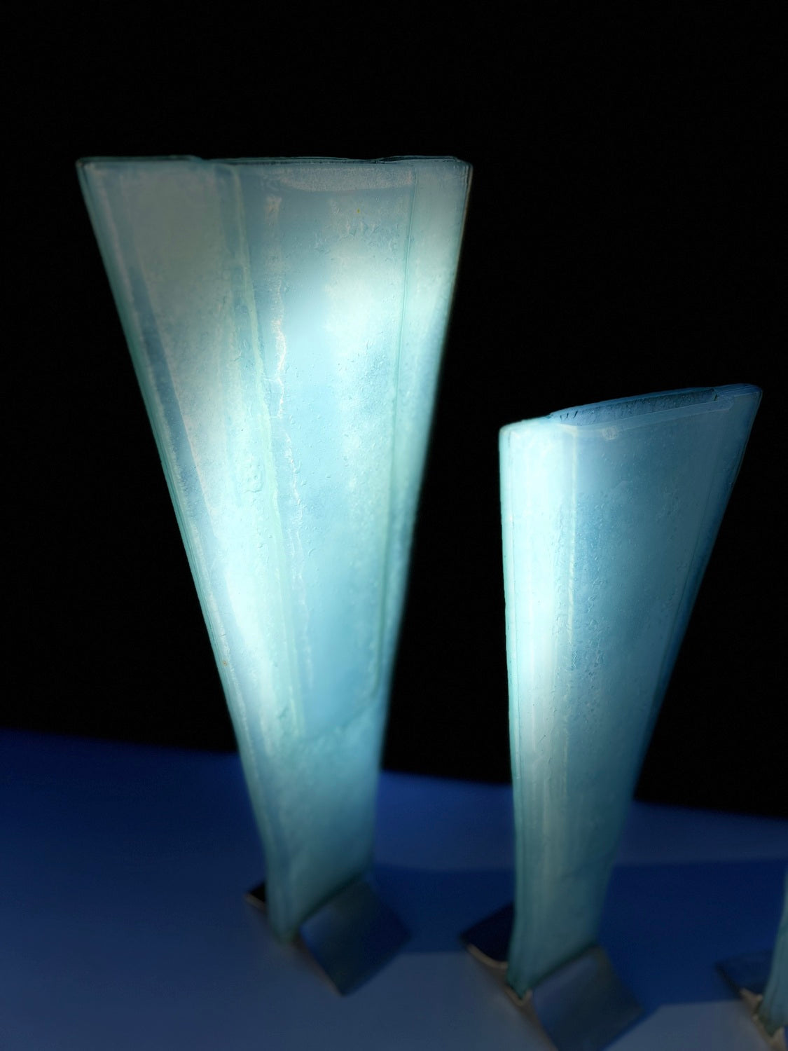 Frosted (Art Deco Shaped) Triangle Vase.