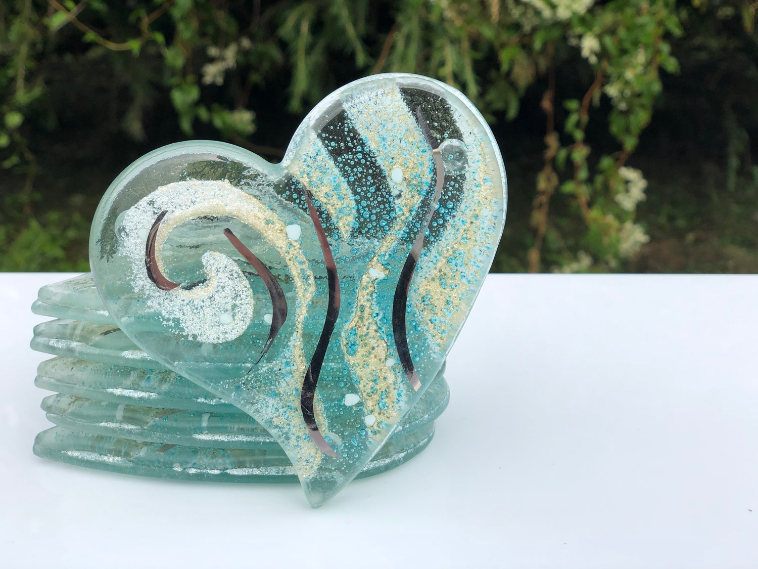 Crystal Aqua Coaster (Heart)