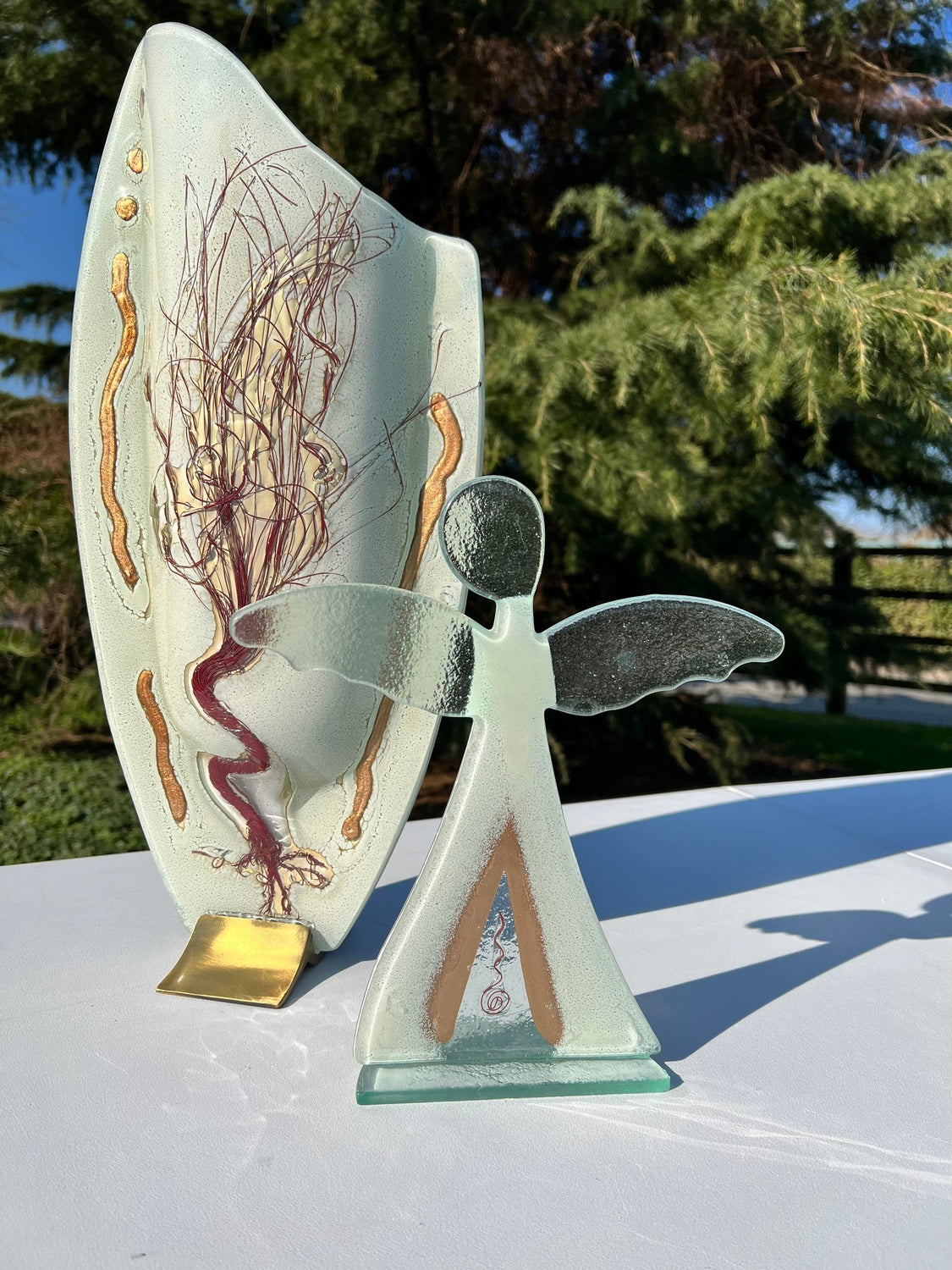 Iced White - (Autumn Tree) Oval Vase
