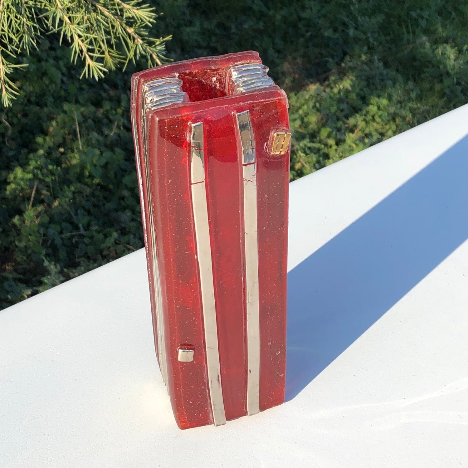 Red & Platinum Tower Vase
