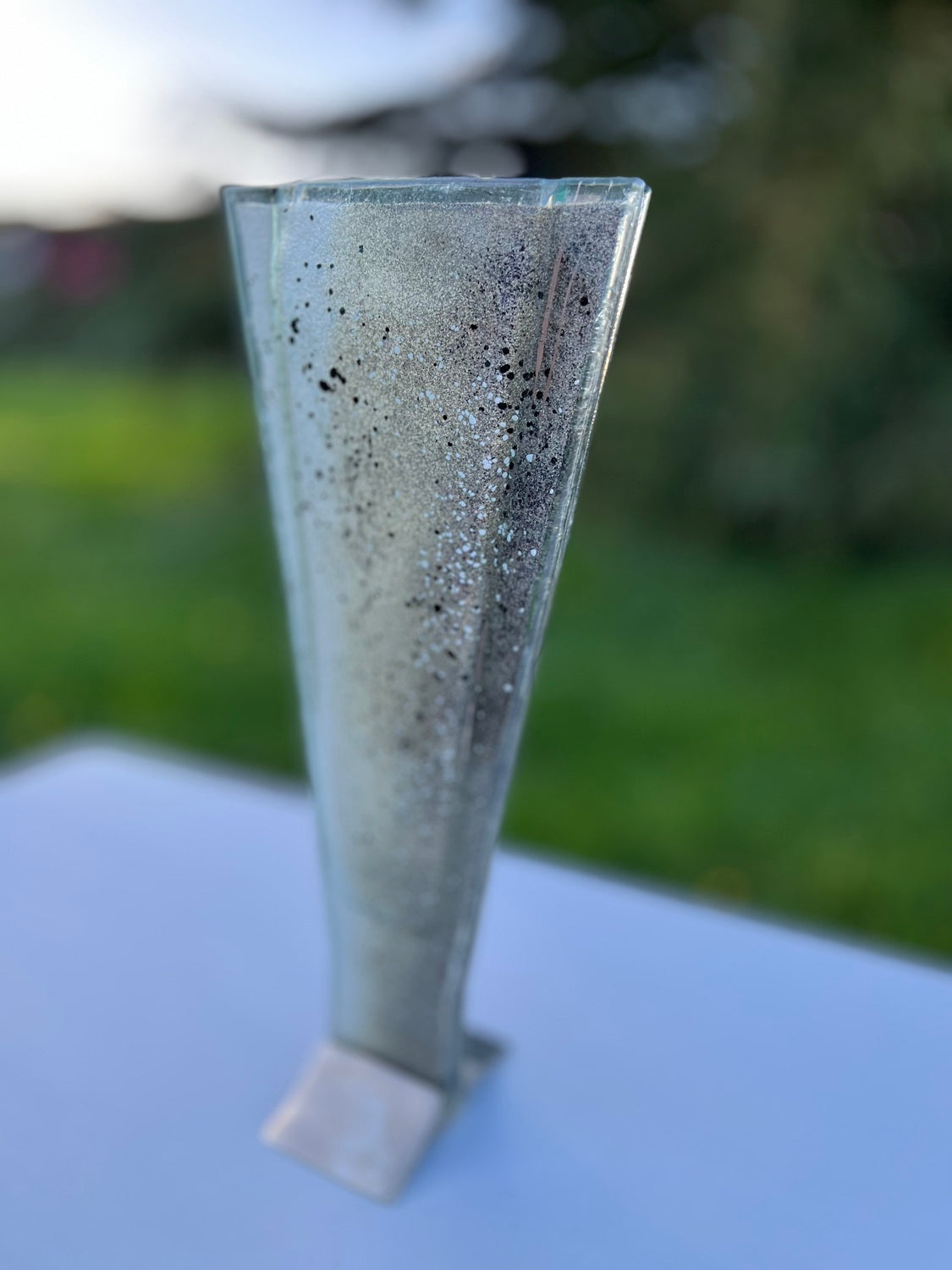 Silver, Grey & Platinum (Art Deco Shaped) Triangle Vase