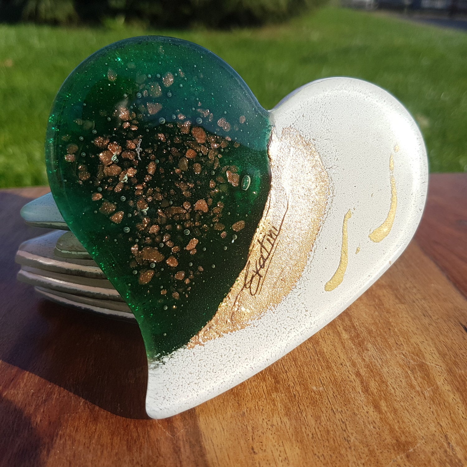 Thira Green Heart Coaster
