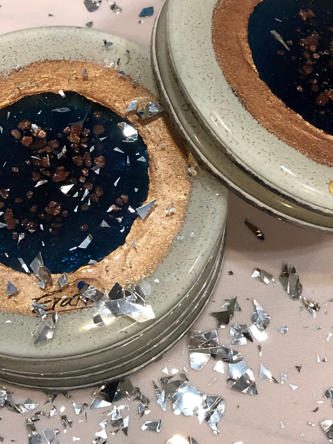 Thira Blue Glass Coasters (Round)