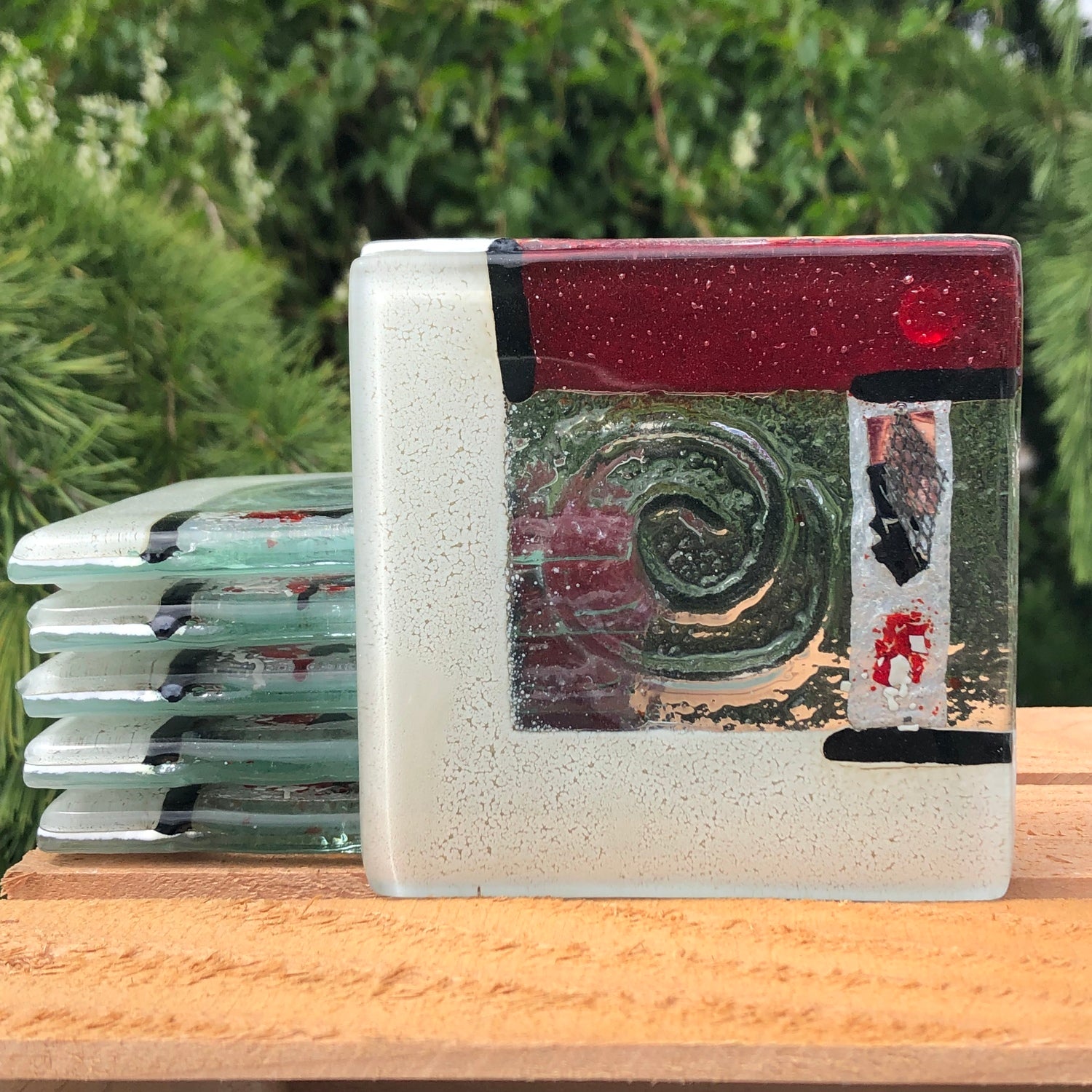 Artemis Red & White Coaster (Square)