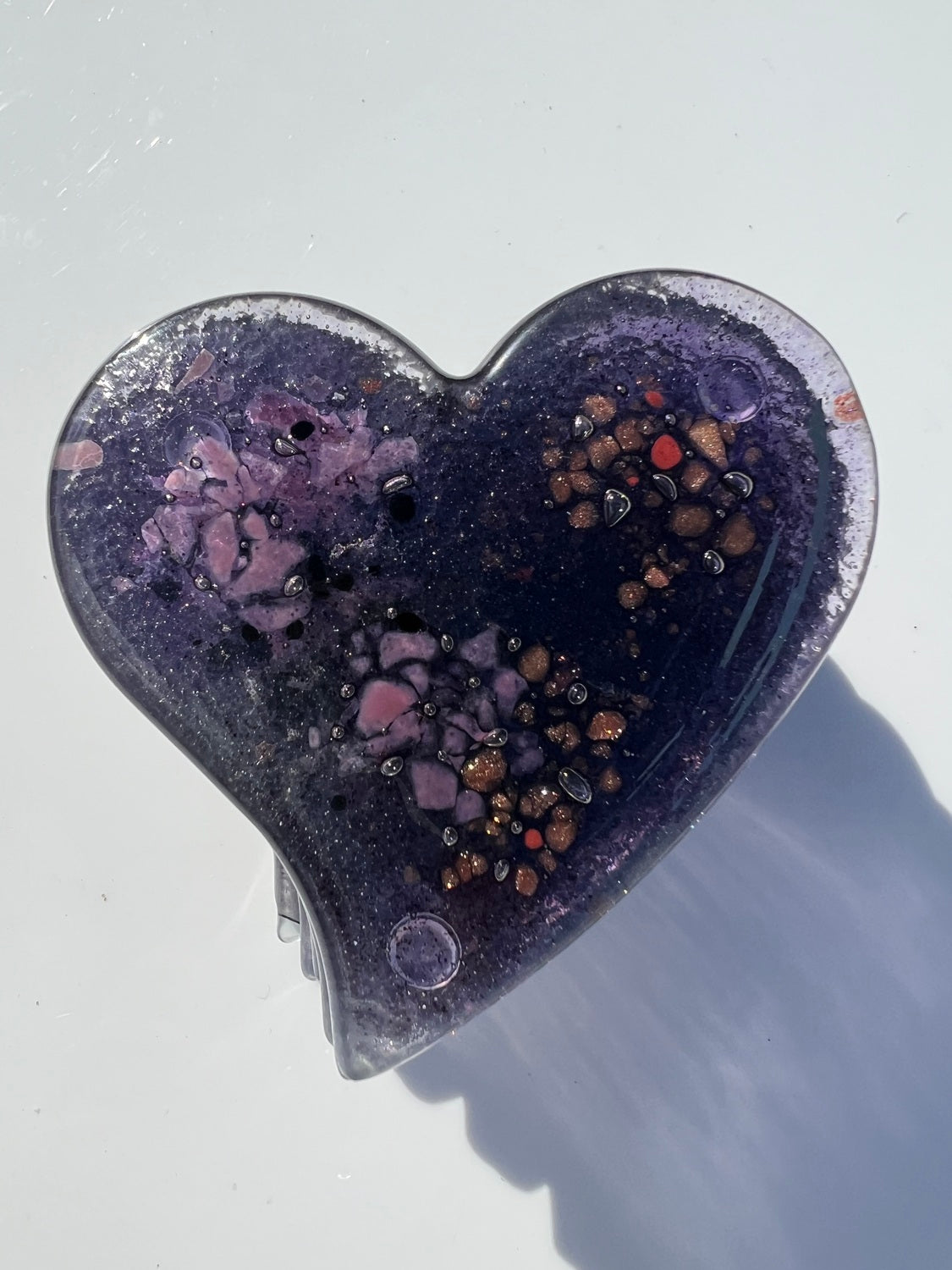 Mauve & Platinum Heart Coaster