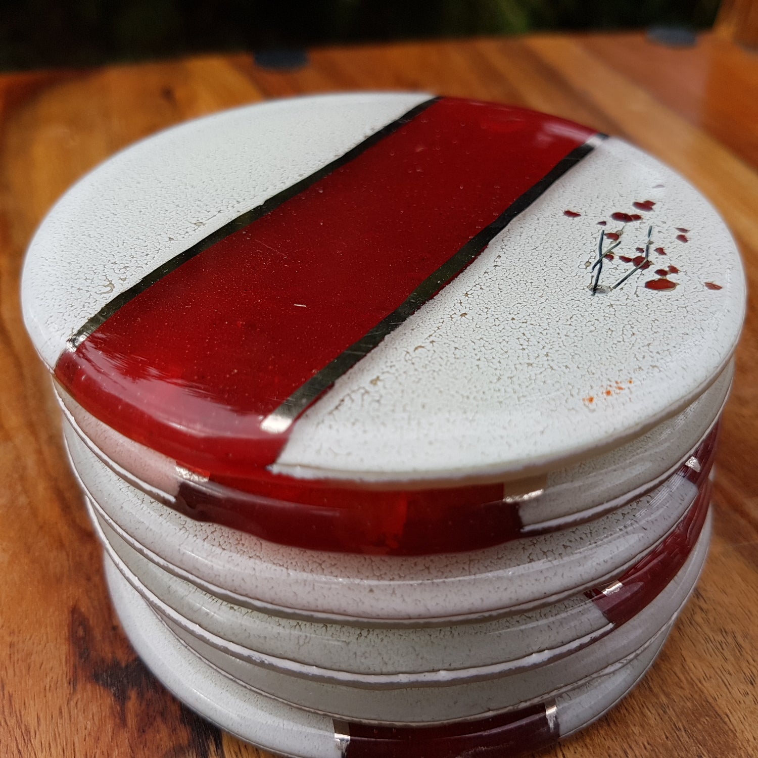 Red, White & Platinum Coaster (Round)