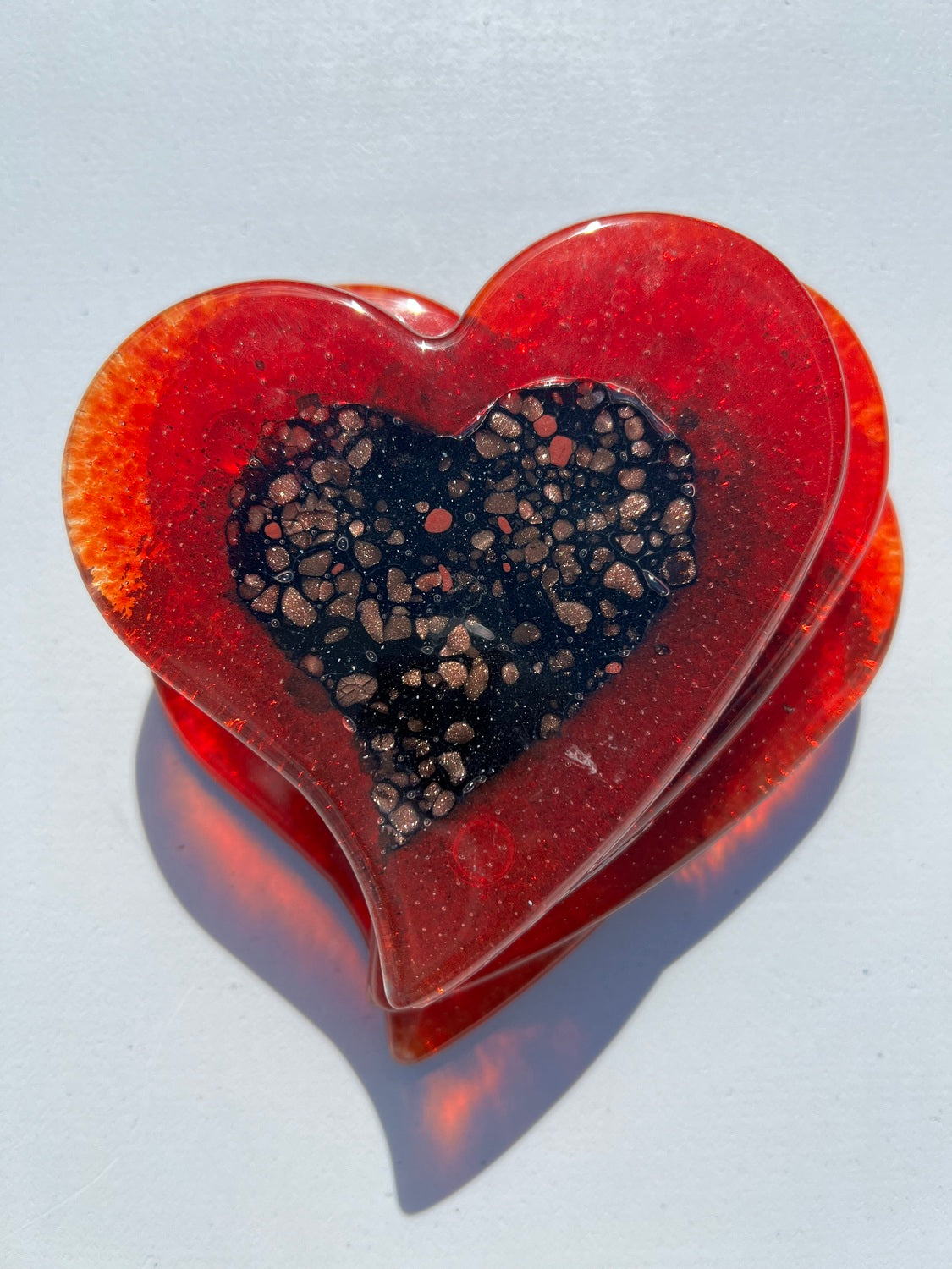 Fedra Red Glass Coasters (Heart)