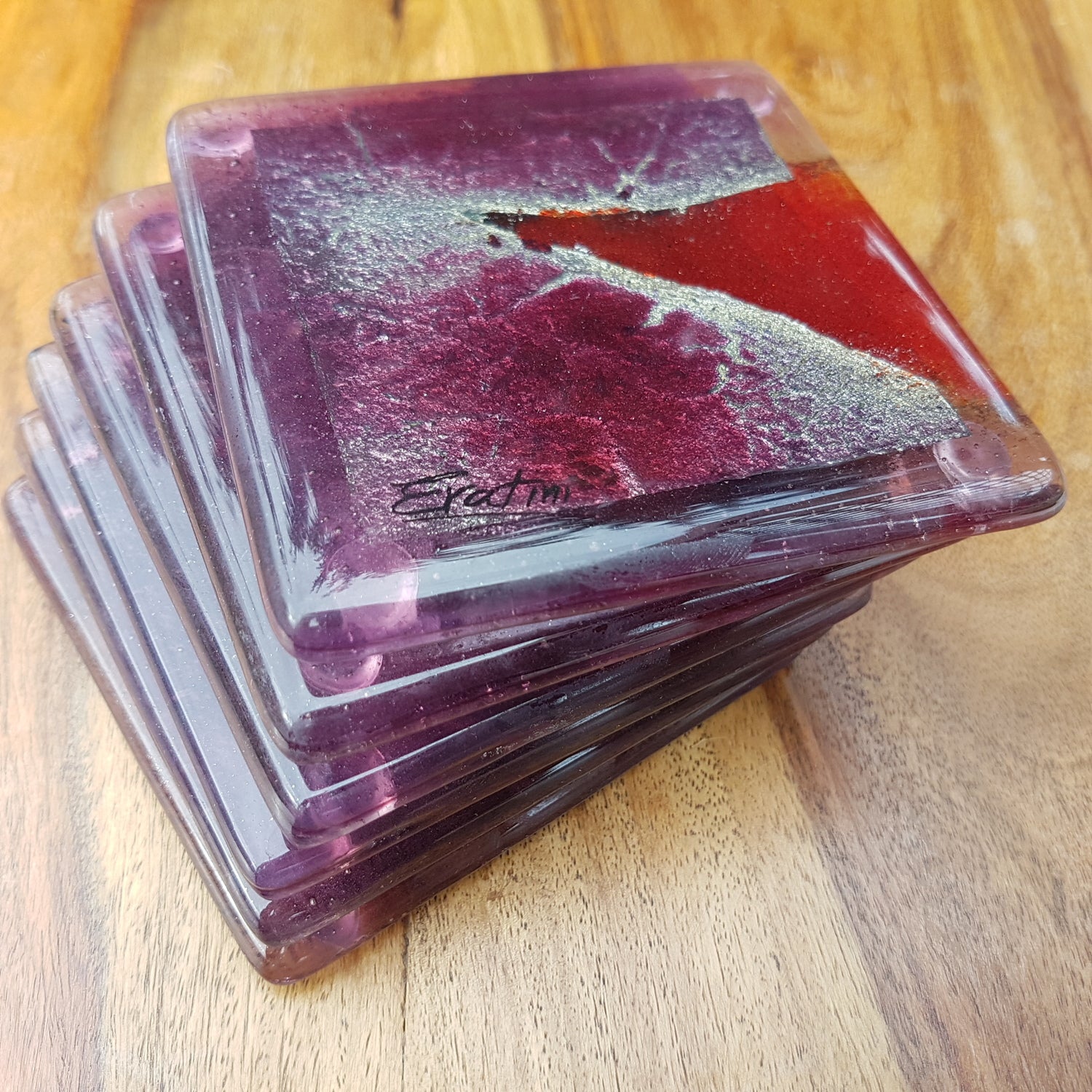 Red/Purple/Platinum Coaster (Square)