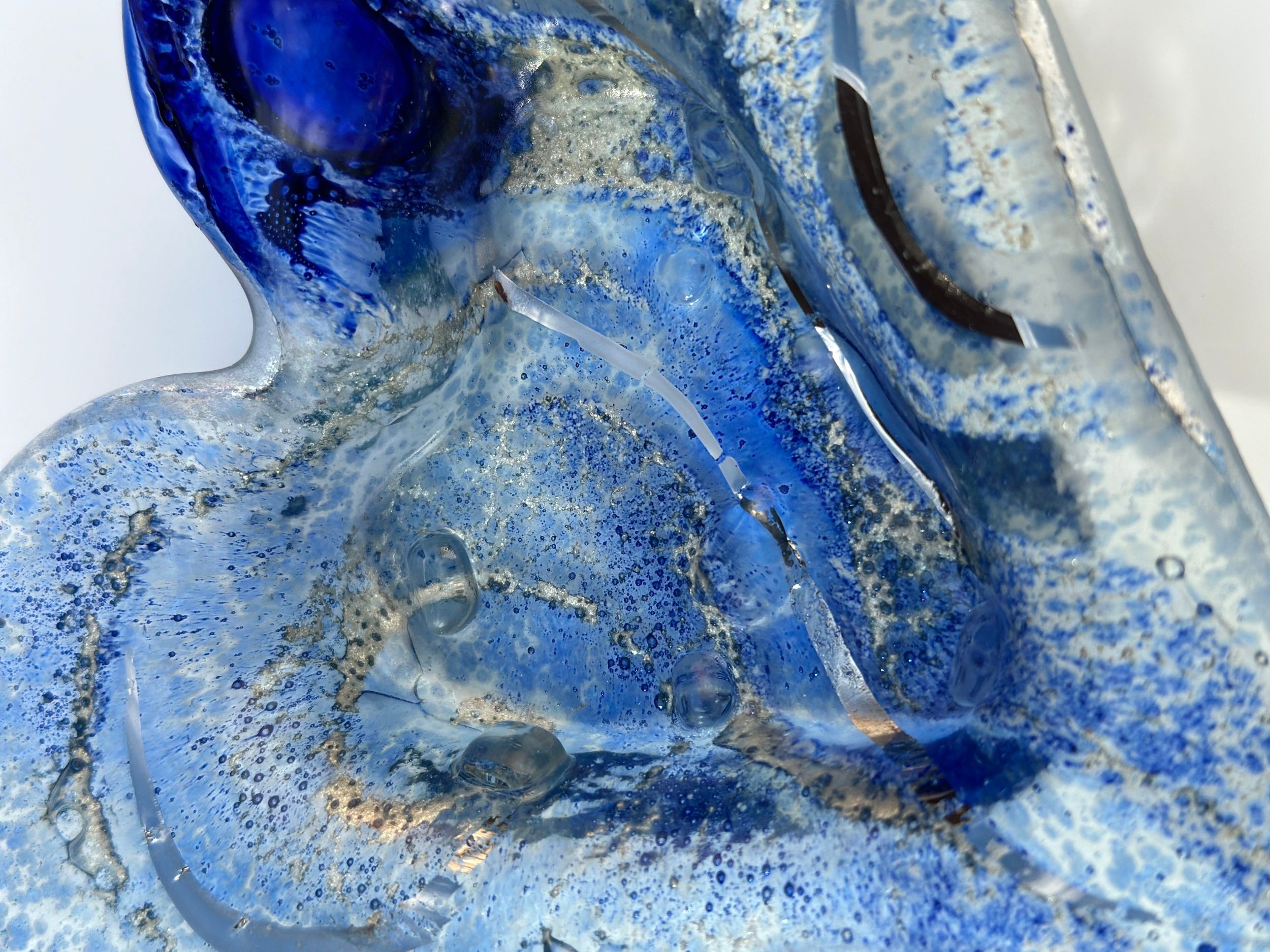 Crystal Blue Heart Tealight Dish