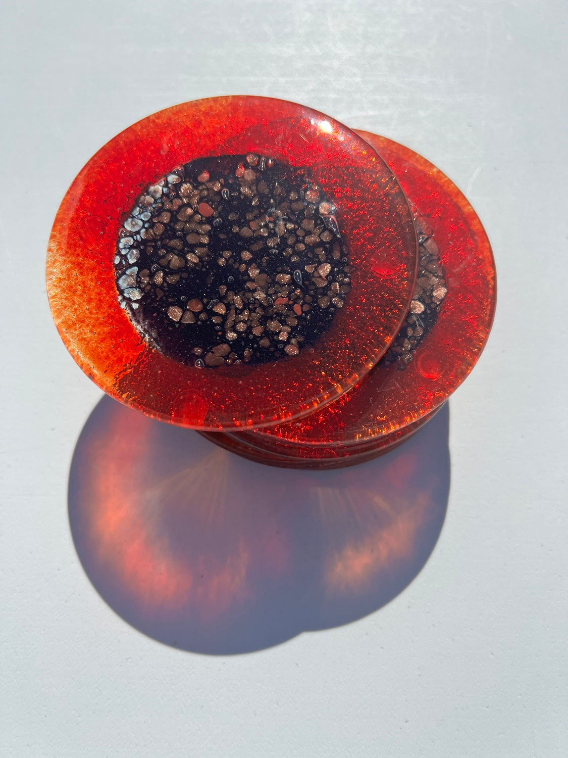 Fedra Red Glass Coasters (Round)